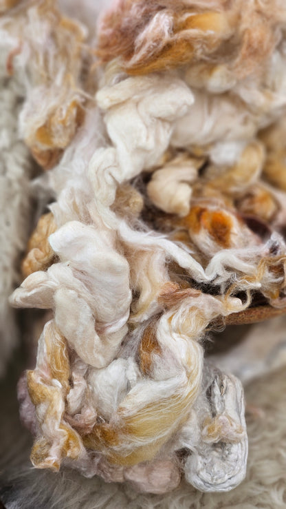 BANANA CREAM - wool & bamboo blend for spinning & felting - 5 oz |  142 g