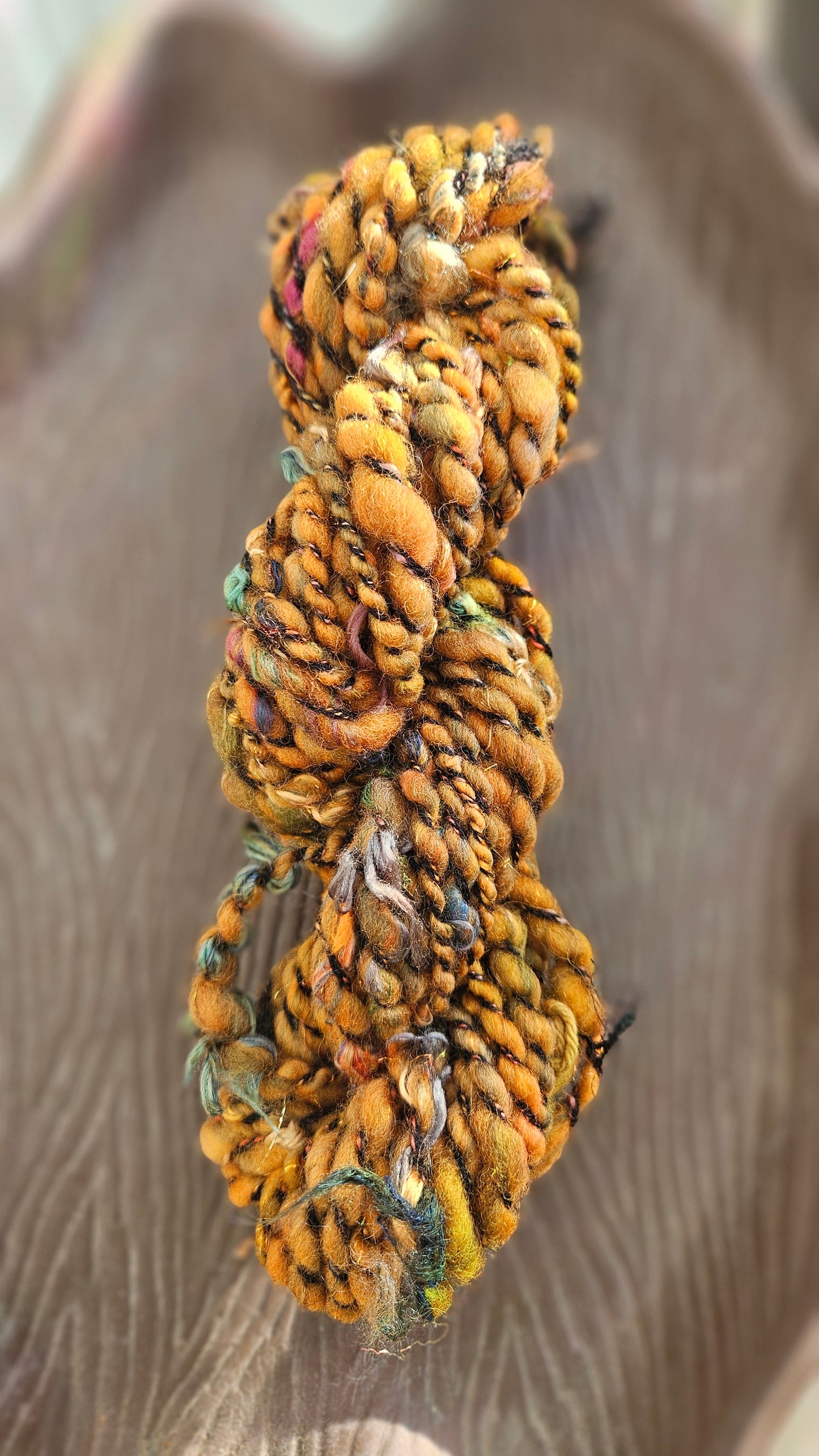 ASH + APRICOT - Bulky Handspun Art Yarn XL Skein - 24 yards | 2 ounces | 57 grams
