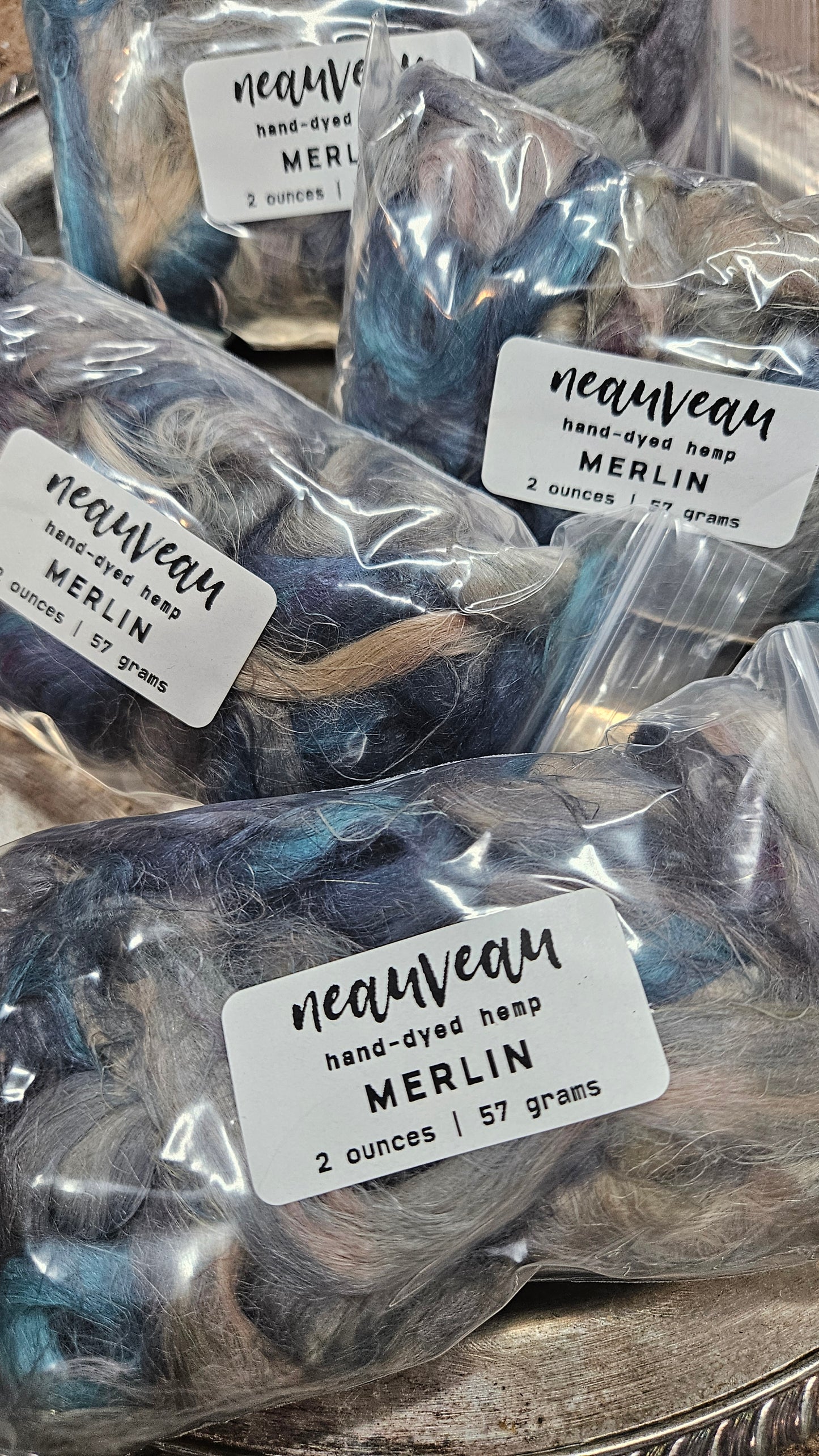MERLIN Hand-Dyed Fine Hemp for fiber art, texture blending, and papermaking - 2 ounces | 57 grams