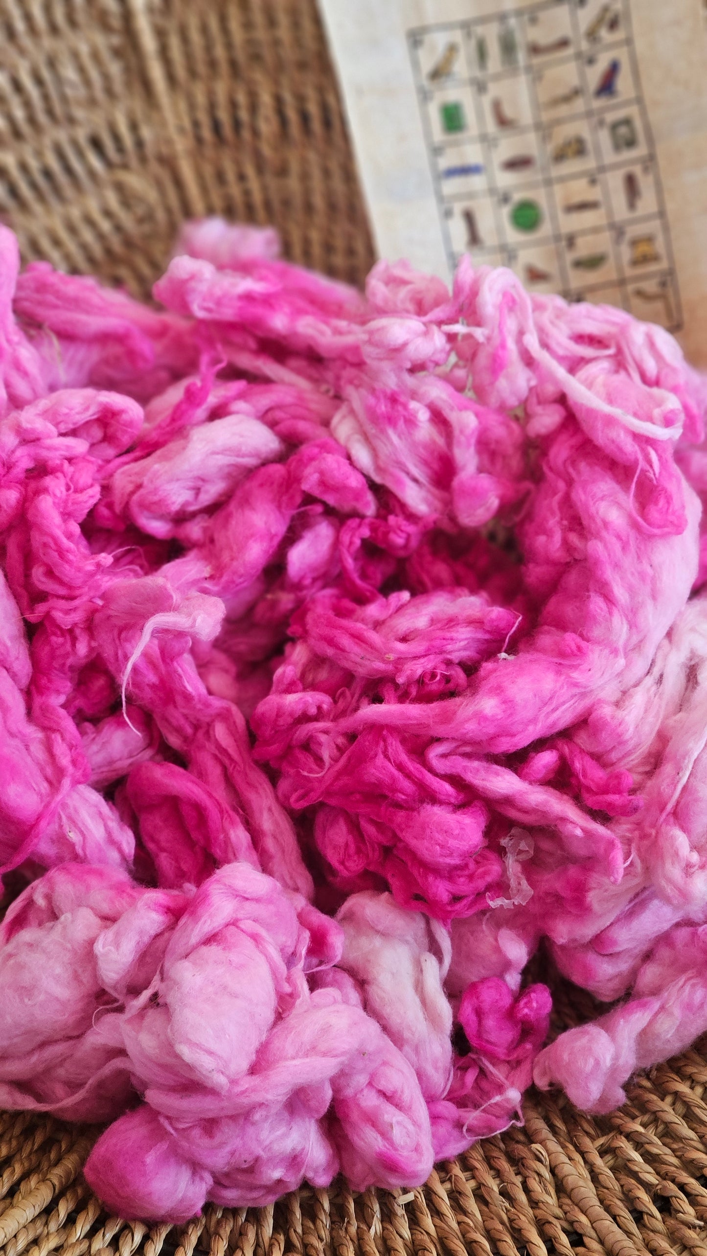 LOTUS Hand-Dyed Organic Extra Fine Cotton Noil for fiber art, texture blending, and papermaking - 1 ounce | 28 grams