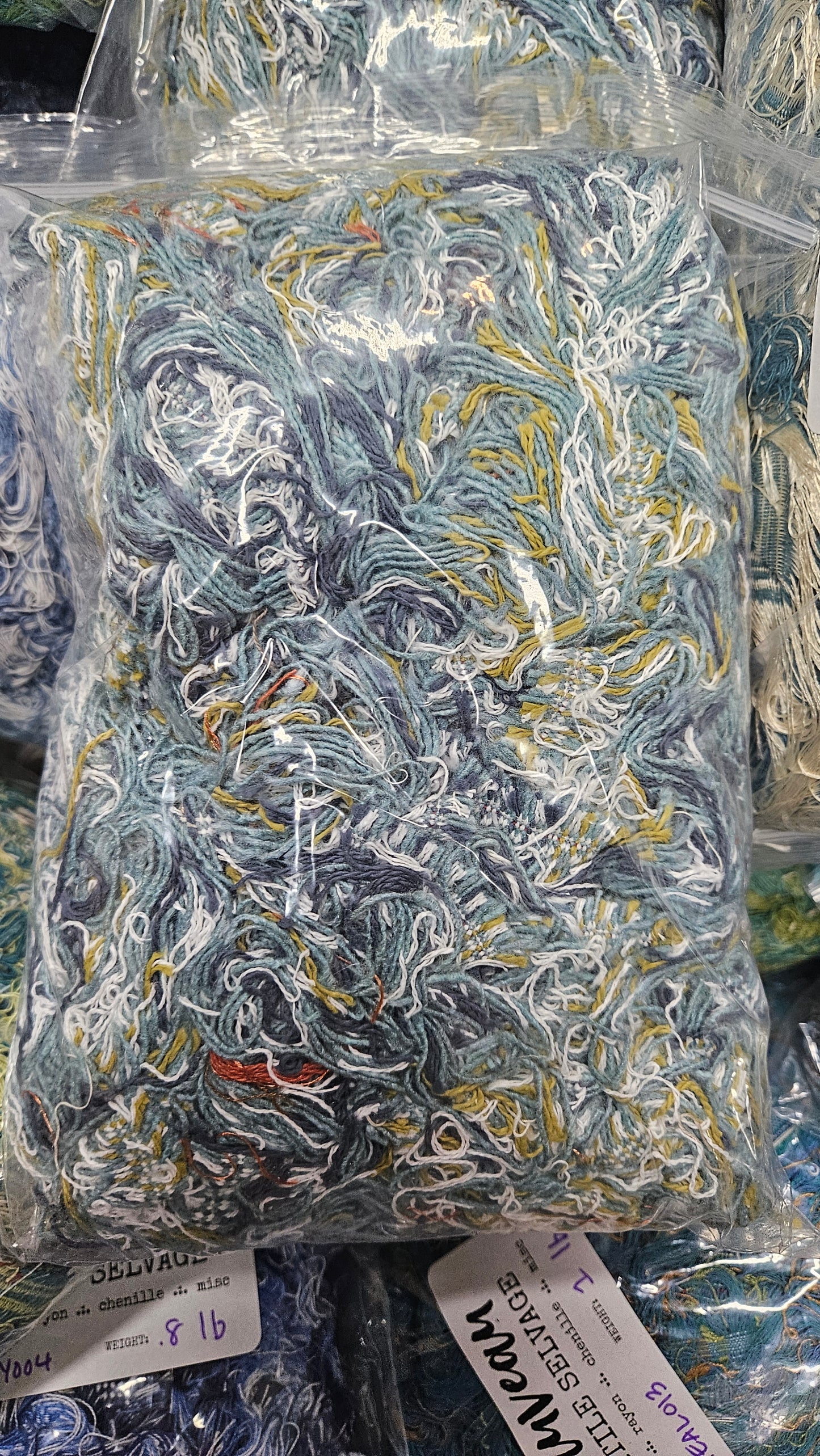 SEASHORE - textile selvedge for rug and art weaving and art yarn - SEA008 (1 lb)