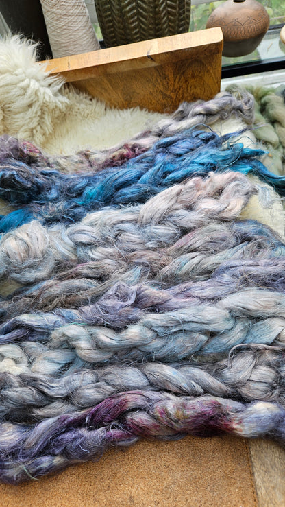 MERLIN - rare hand-dyed hemp top for carding into art batts - 2 ounces | 57 grams