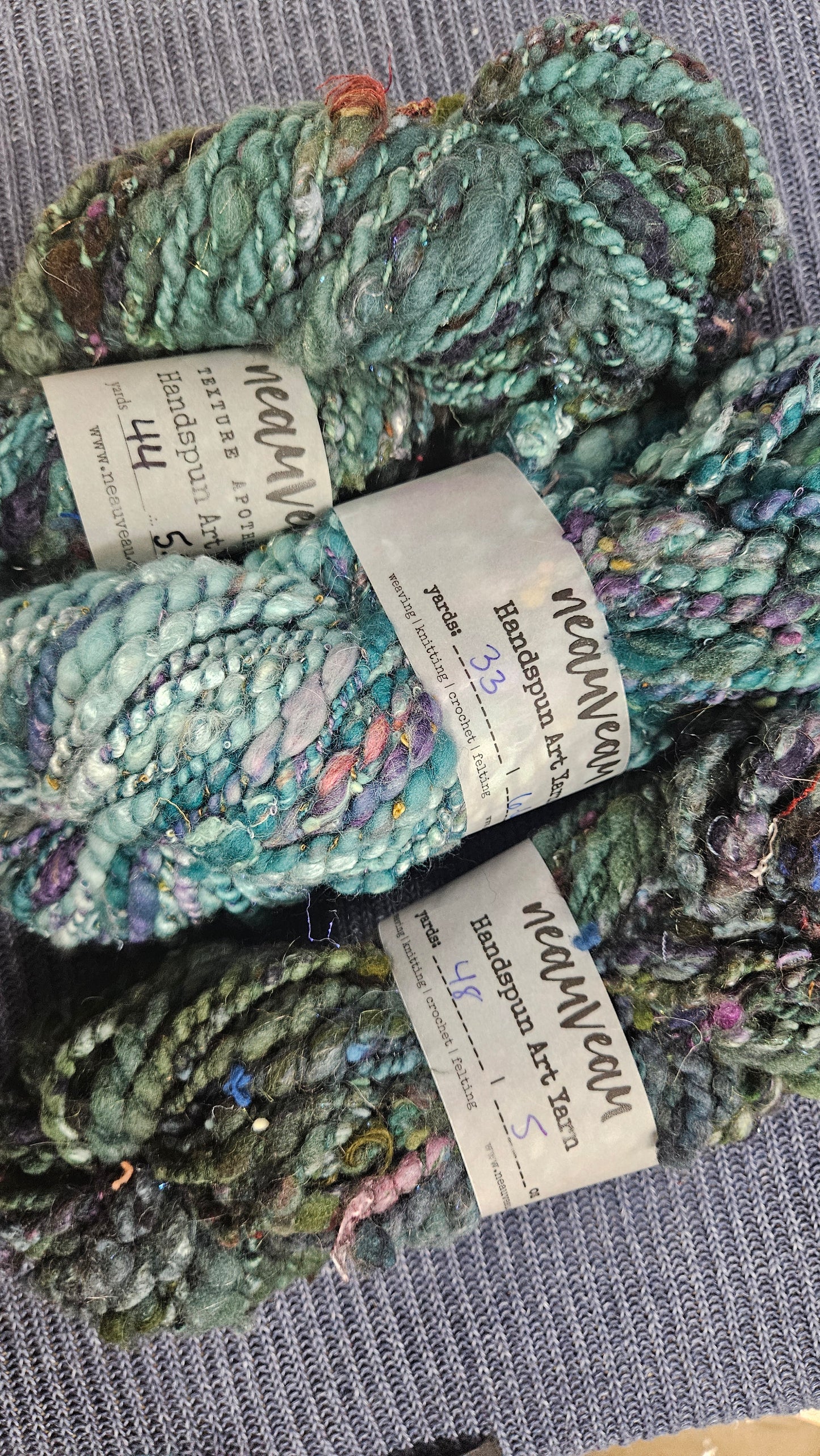 Handspun Yarn Lot - 3 Skeins Tealberry