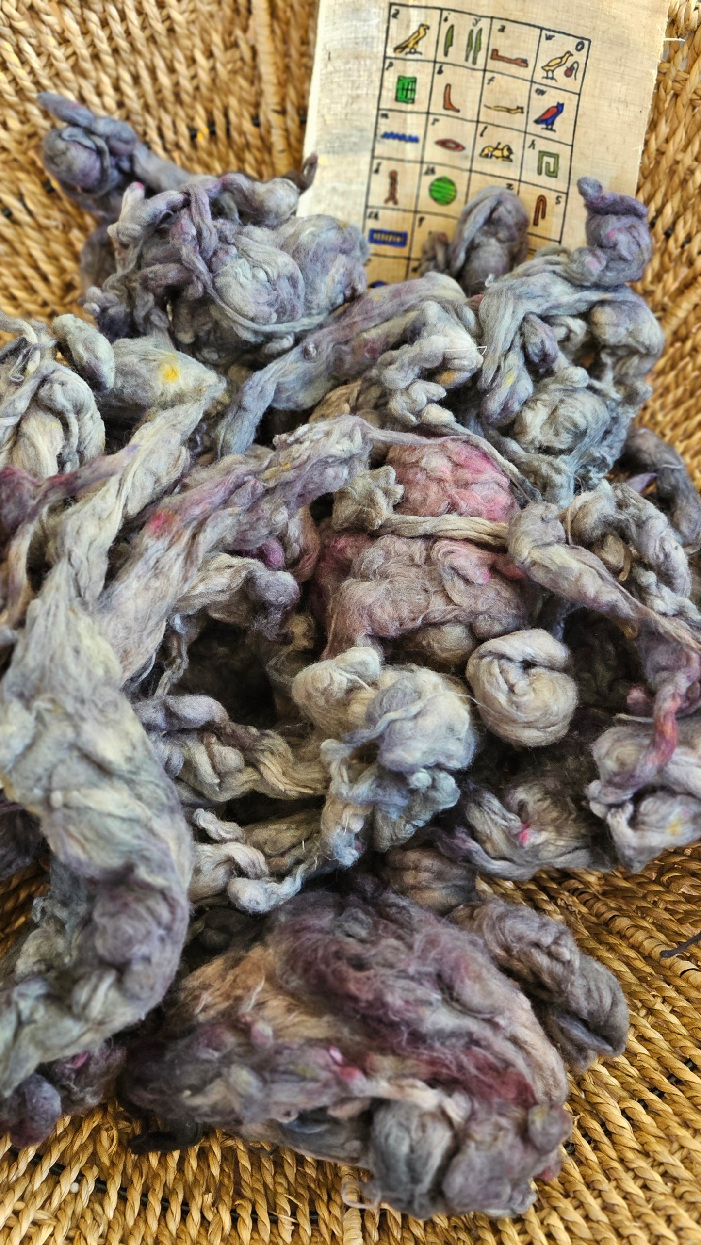 AHMOSE Hand-Dyed Organic Extra Fine Cotton Noil for fiber art, texture blending, and papermaking - 1 ounce | 28 grams