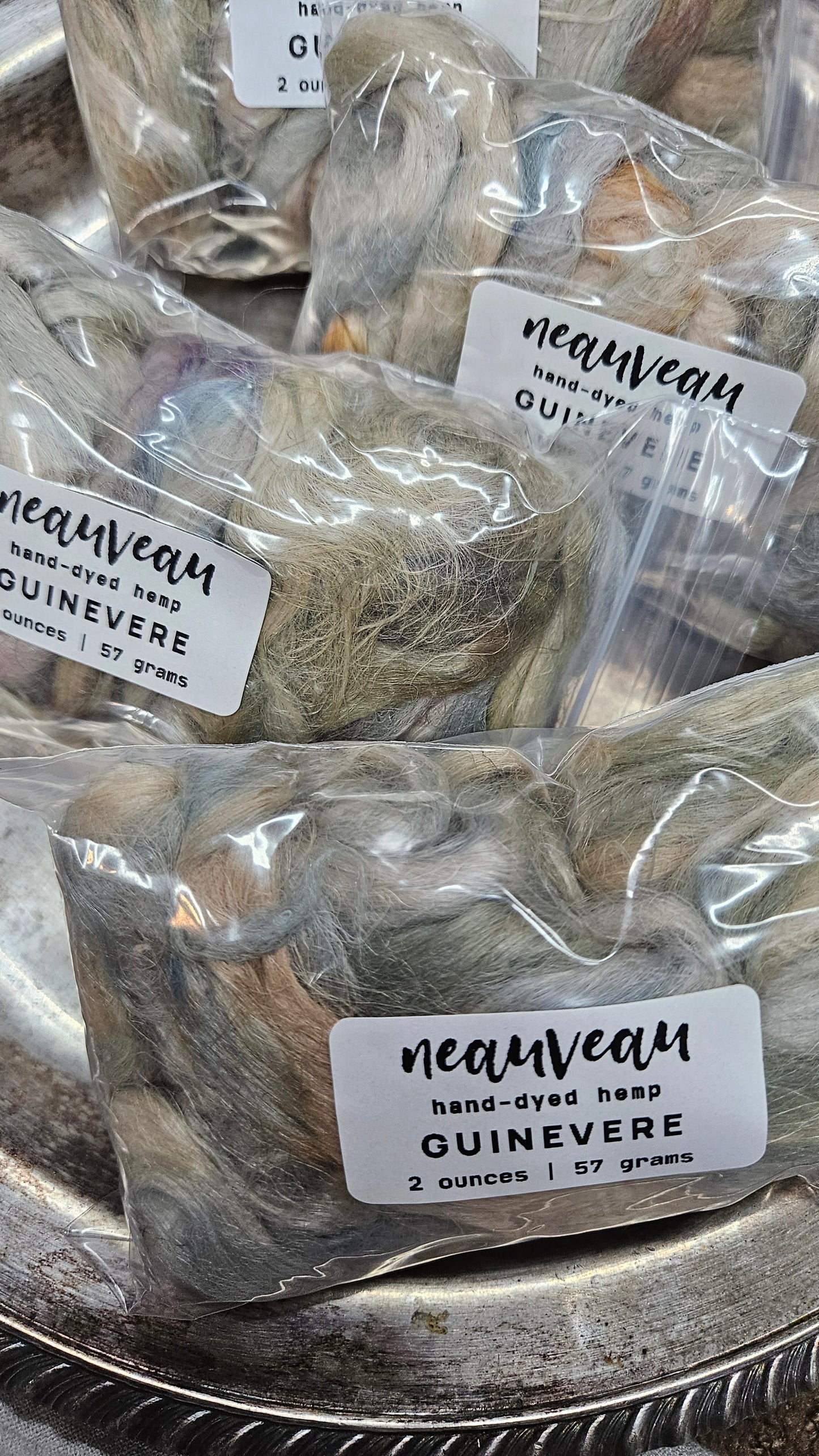 GUINEVERE Hand-Dyed Fine Hemp for fiber art, texture blending, and papermaking - 2 ounces | 57 grams