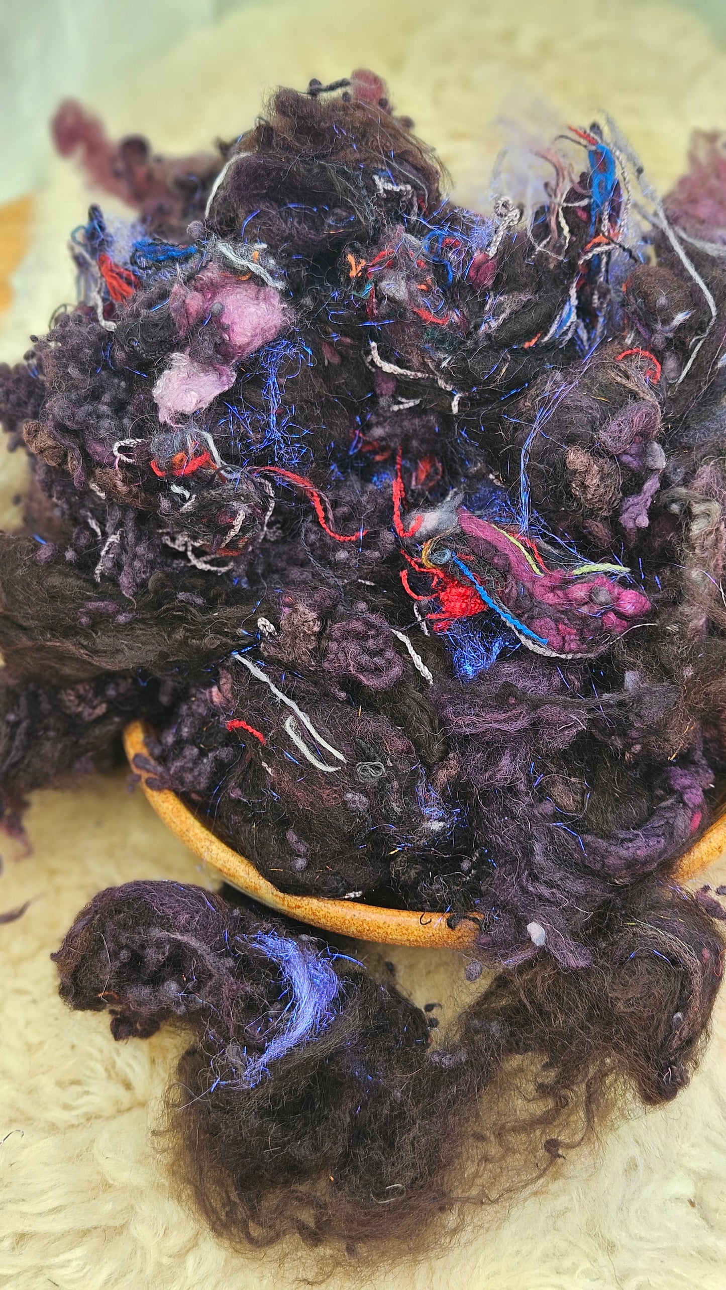 OASIS SHADE - Hand-Dyed Recycled Wool Texture Blend for art yarn embellishing, texture blending, felting, mixed media, and fiber art - 4 ounces | 114 grams