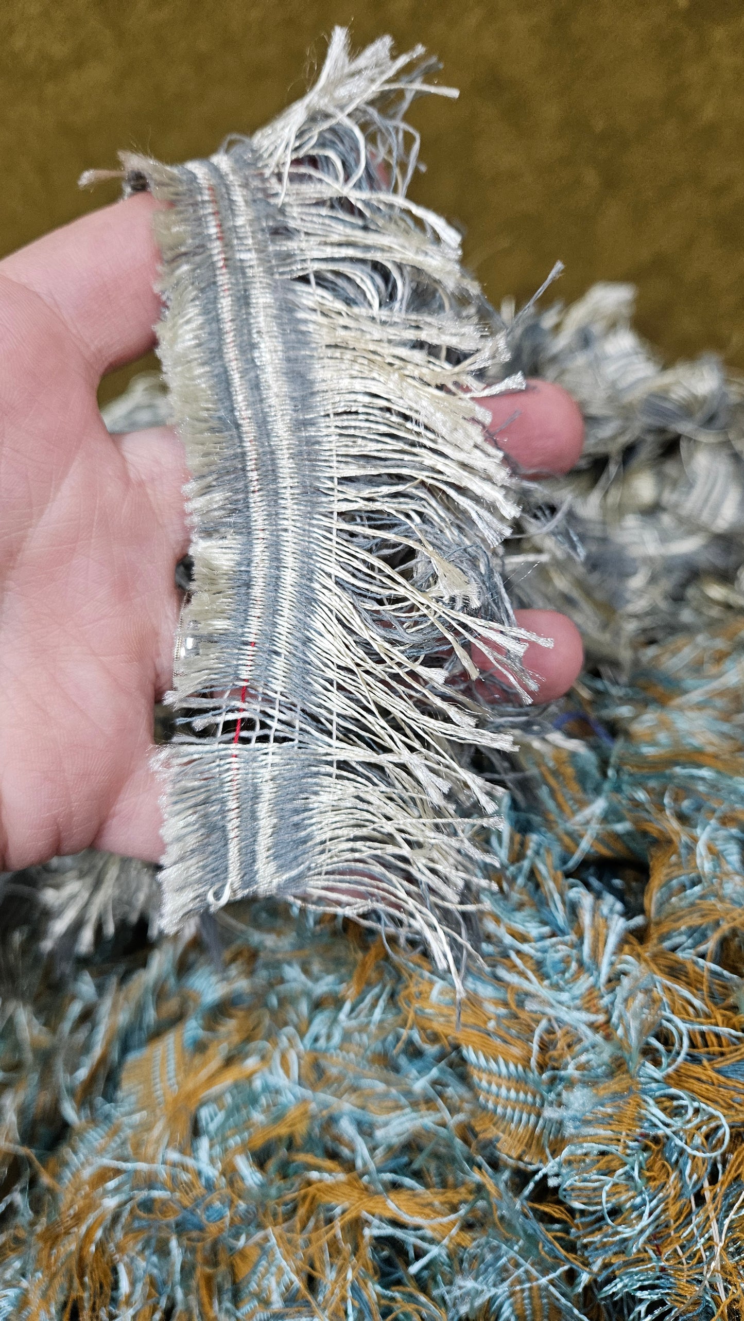 SHIMMER FOG - shaggy fringe ribbon for tapestry weaving and fiber art - 5 POUNDS