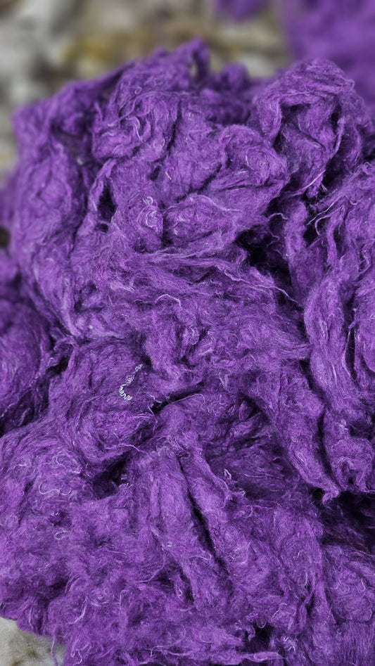 COLEUS - hand-dyed recycled cotton noil "feathers" effects texture for blending, felting, and papermaking - 2.5 oz | 71 g