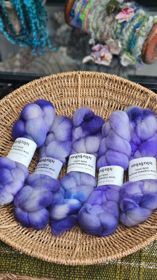 Indigo Song - hand dyed domestic wool roving for felting and blending - 2 ounces | 57 grams