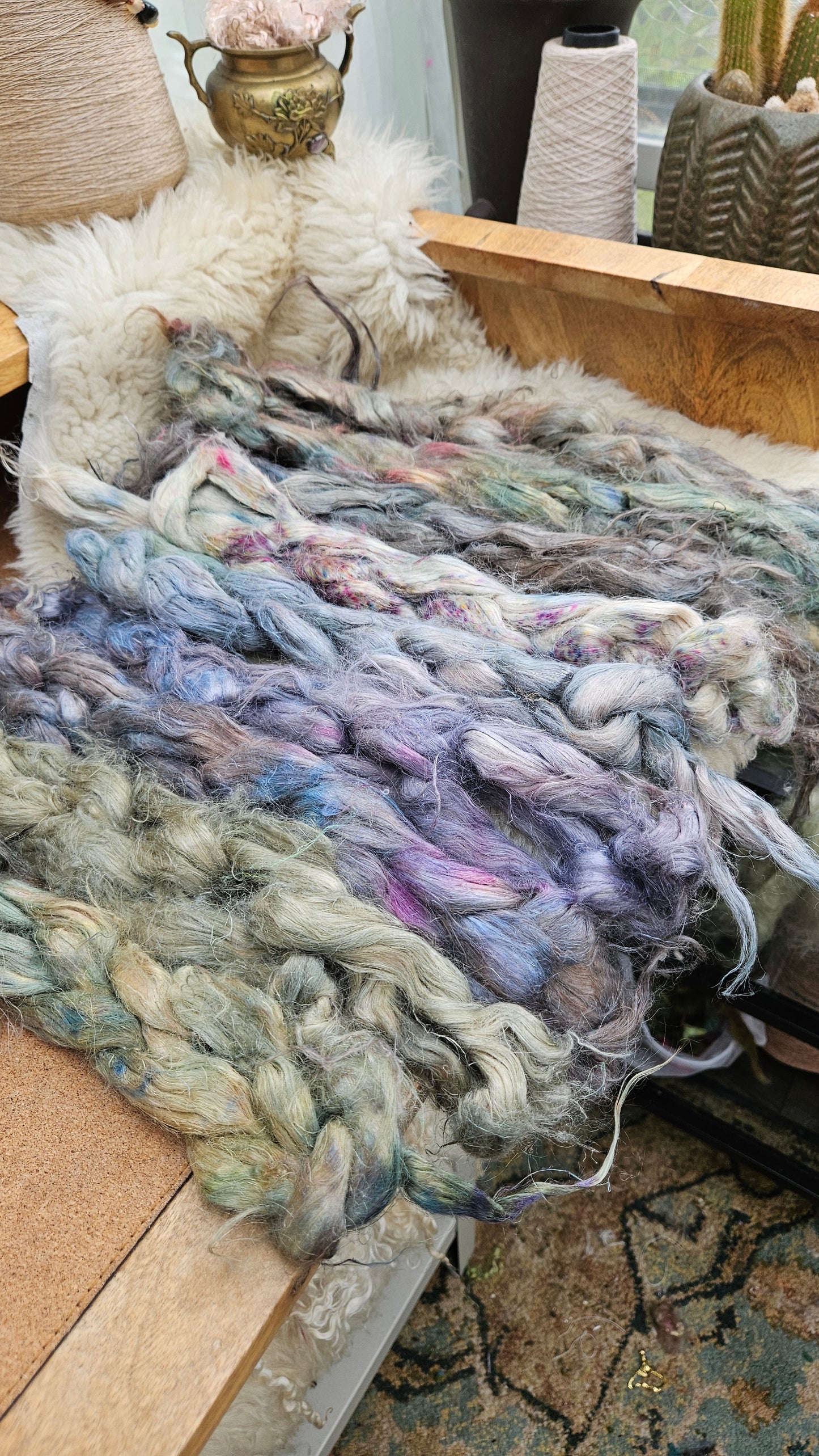 CAMELOT Hand-Dyed Fine Hemp for fiber art, texture blending, and papermaking - 2 ounces | 57 grams