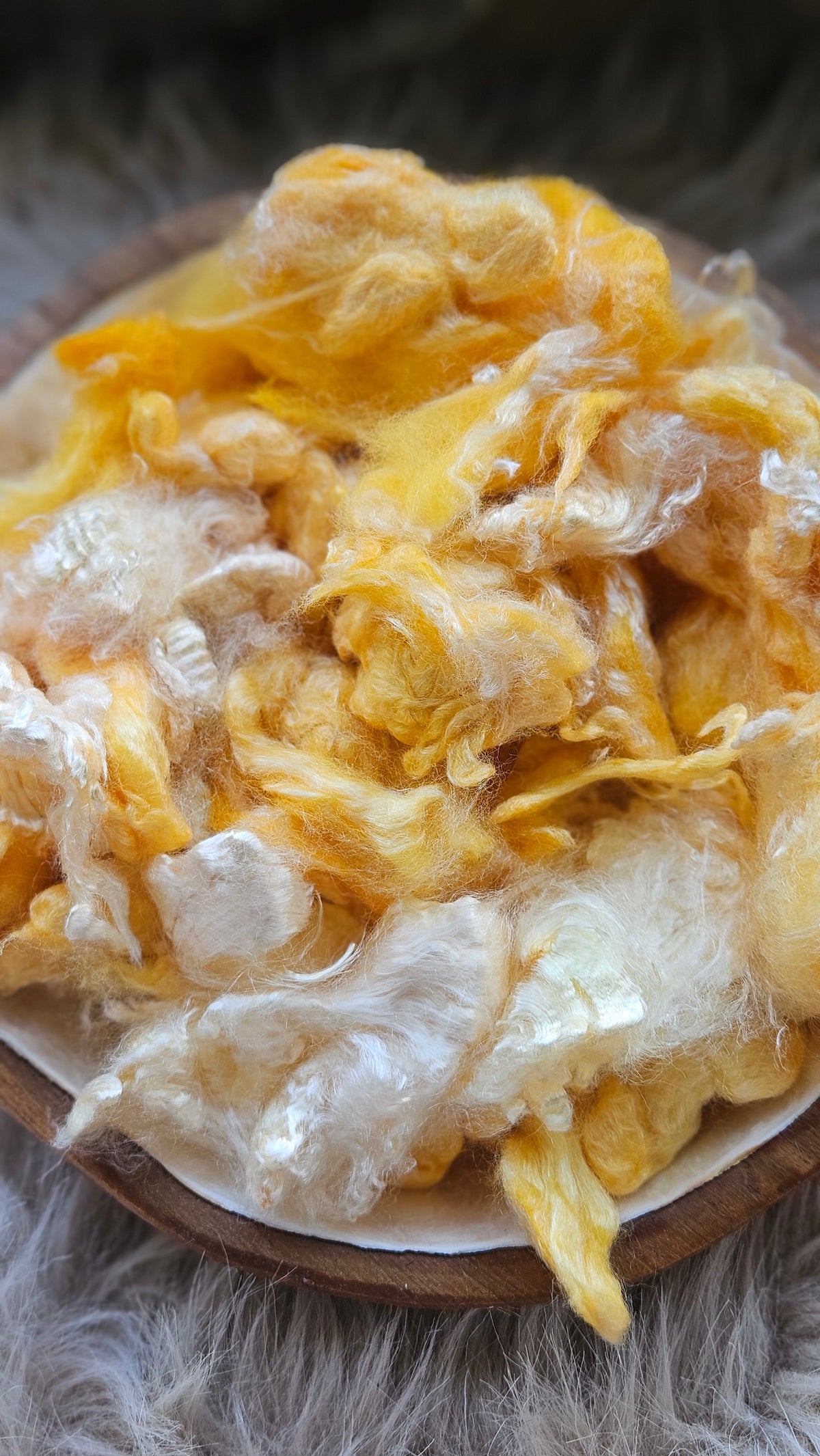 Tangerine - hand-dyed fine wool and silky bamboo mill ends - 5 oz |  142 g