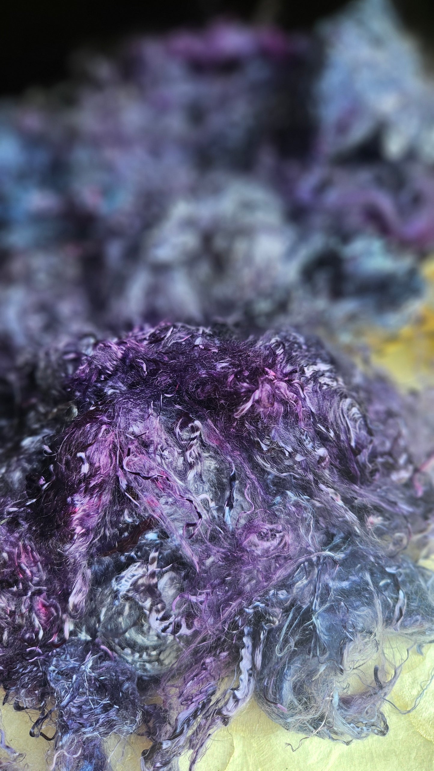 SUGILITE - hand-dyed eucalyptus crimp faux-silk for art yarn embellishing, fiber blending, felting, and papermaking - 2 oz | 57 g