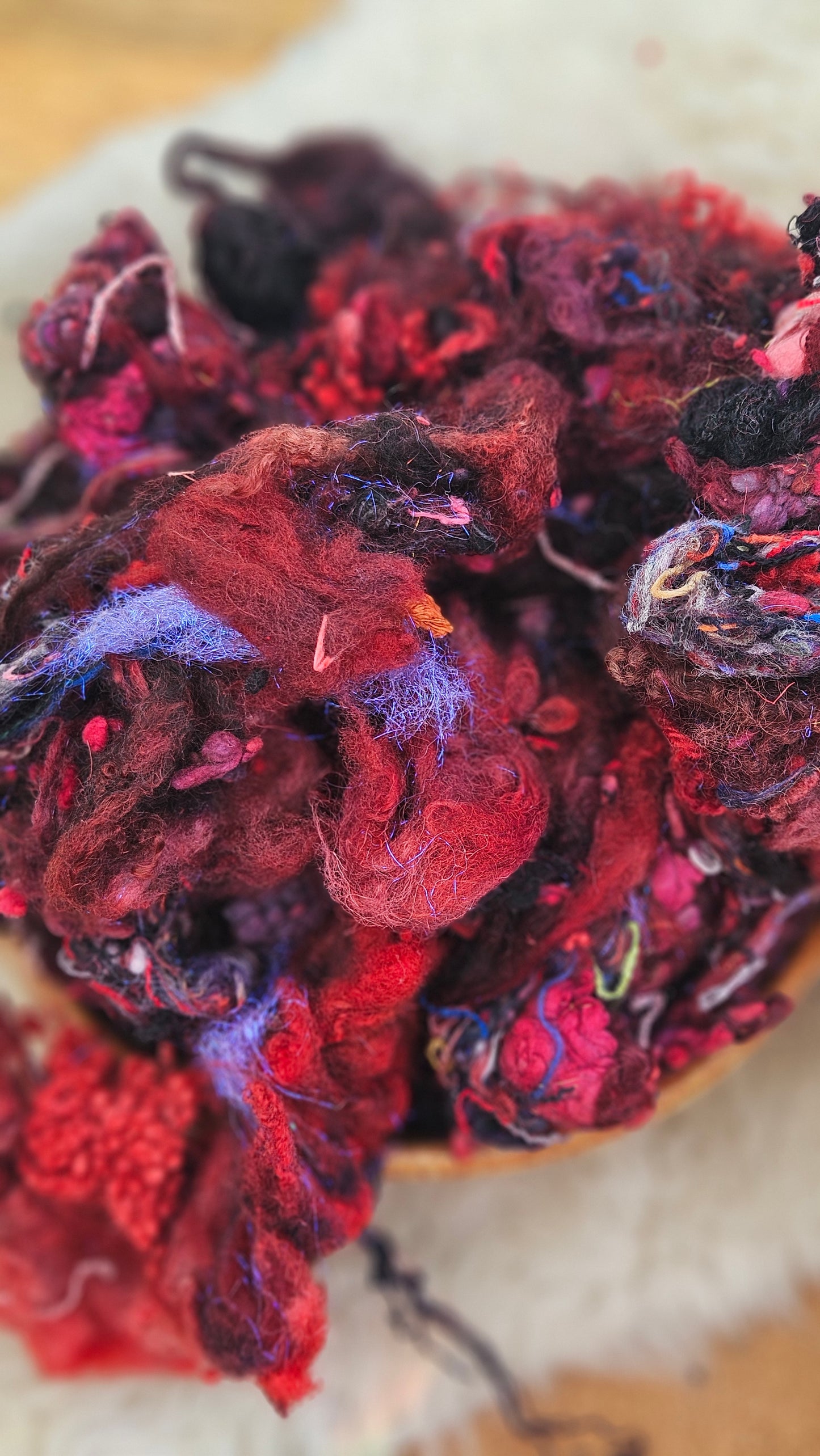 DECEMBER DUSK - Hand-Dyed Alpaca Bamboo Texture Blend for art yarn embellishing, texture blending, felting, mixed media, and fiber art - 4 ounces | 114 grams