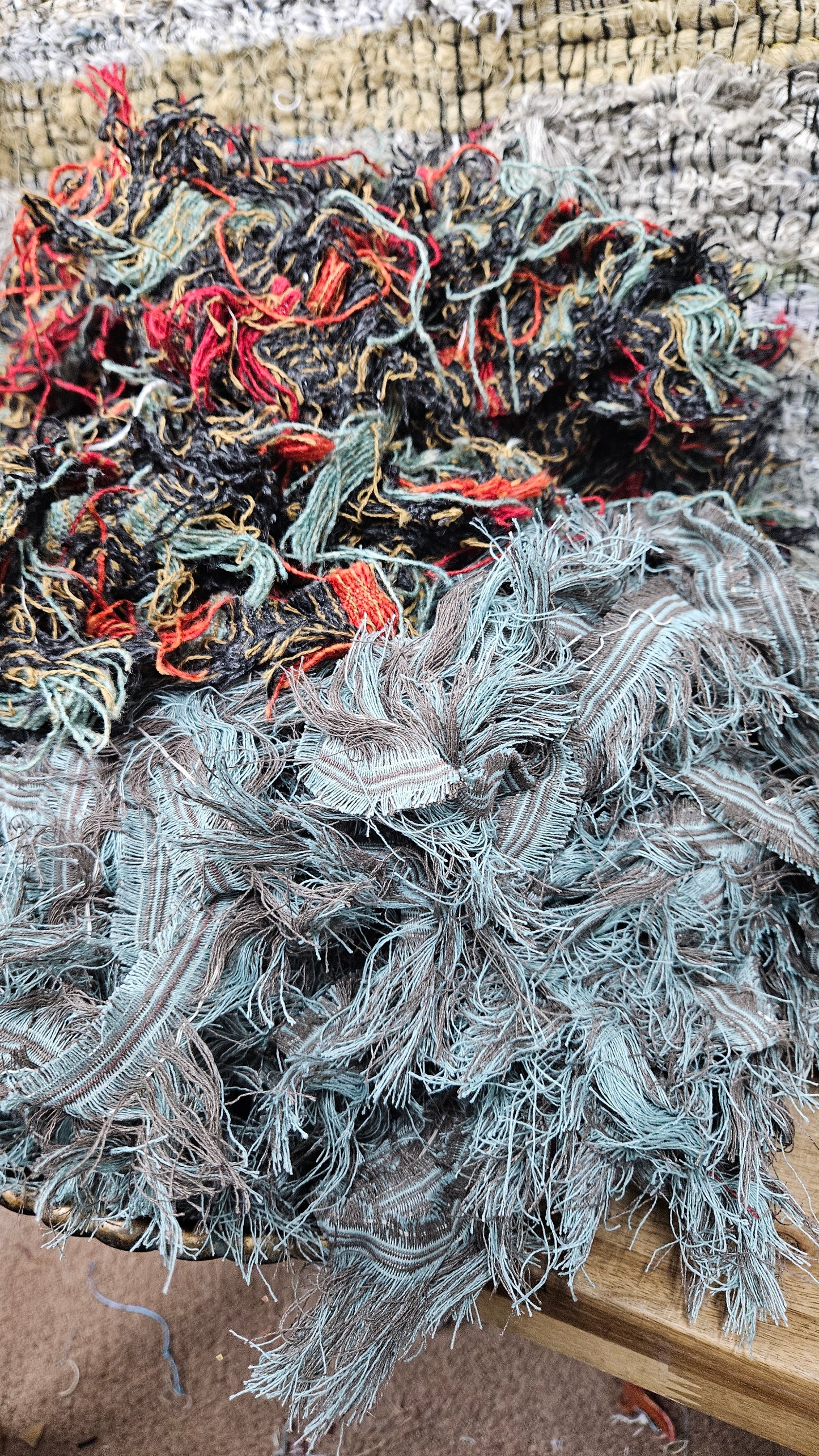 BULK 08 - shaggy fringe ribbon for tapestry weaving and fiber art - 4.5 POUNDS