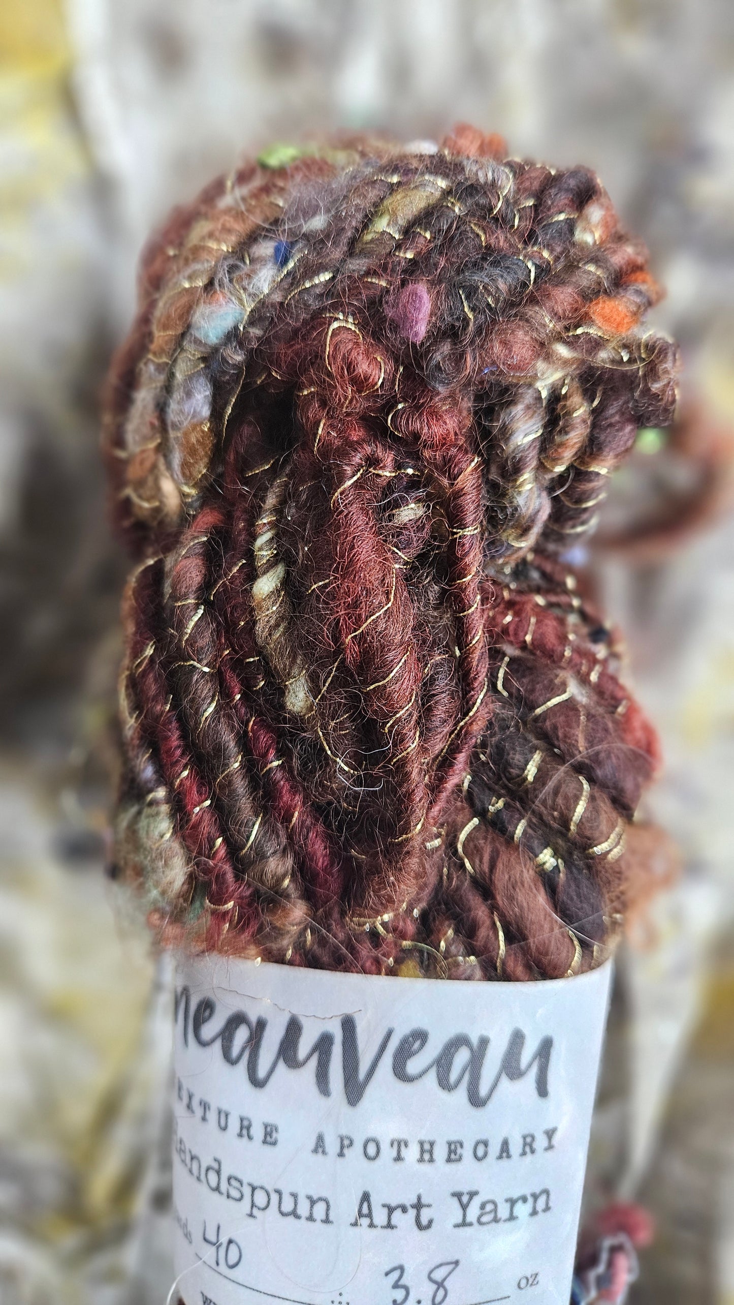 Handspun Bulky Art Yarn - Cinnamon Grove 04
