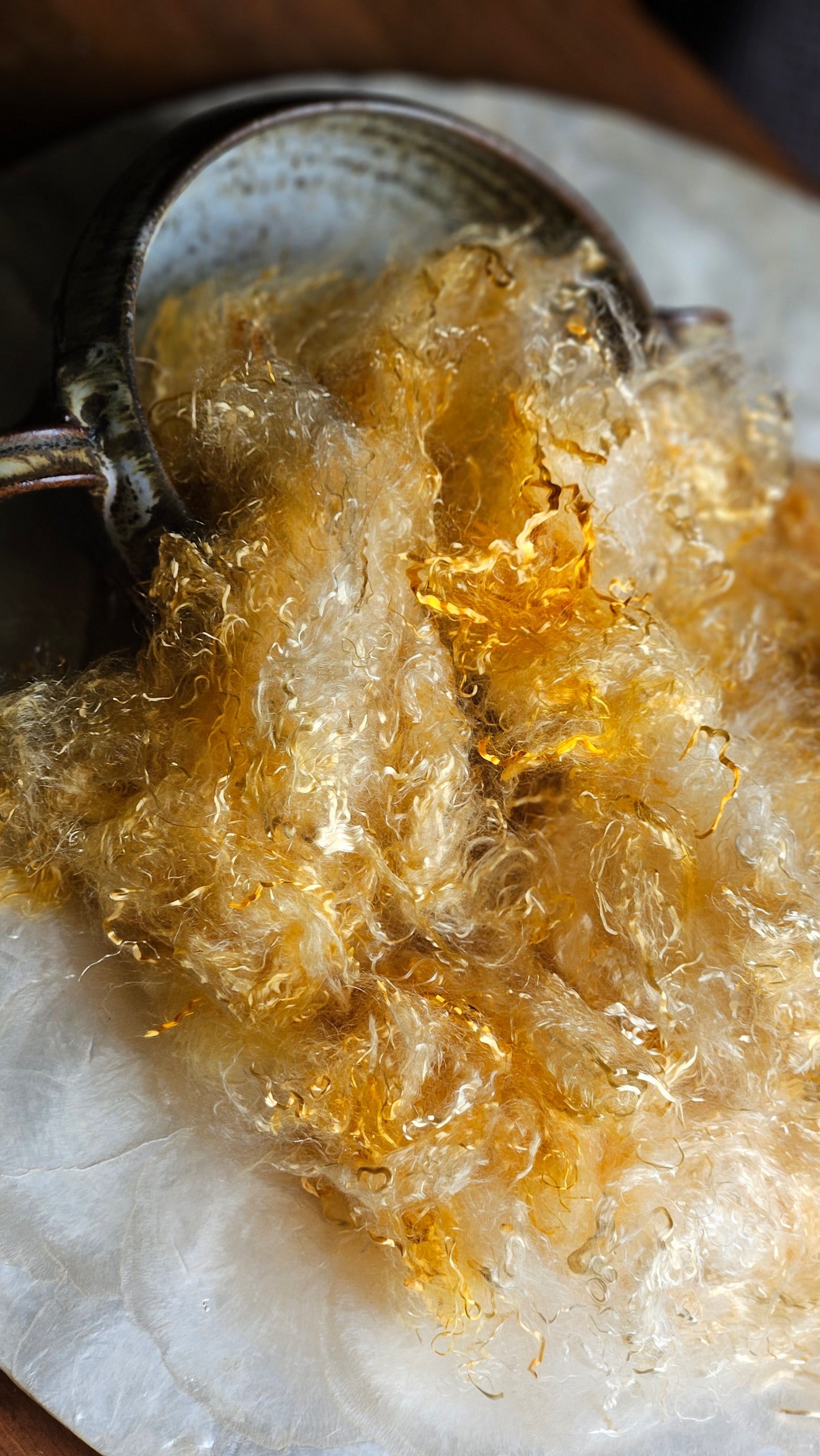 SUNSTONE - hand-dyed eucalyptus crimp faux-silk for art yarn embellishing, fiber blending, felting, and papermaking - 2 oz | 57 g