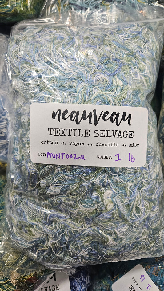 MINT GARDEN - textile selvedge for rug and art weaving and art yarn - MINT002a (1 lb)