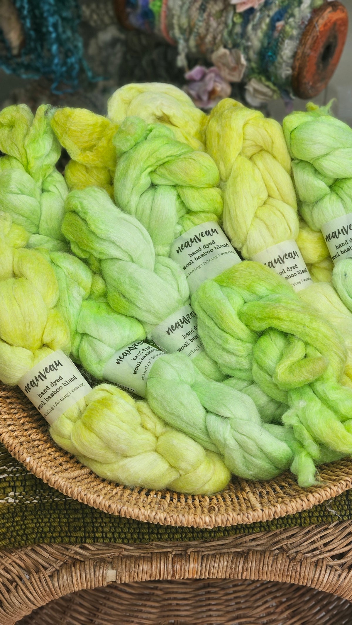 Honeydew Pearl - wool bamboo roving for felting and blending - 2 ounces | 57 grams
