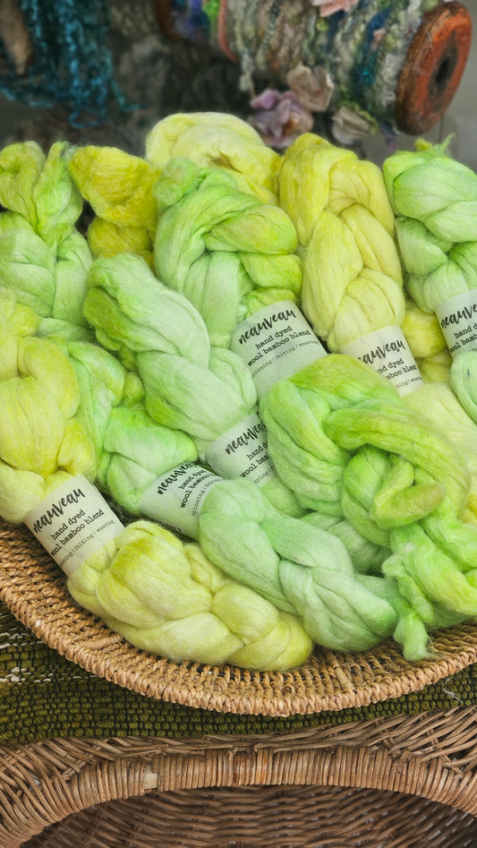 Honeydew Pearl - wool bamboo roving for felting and blending - 2 ounces | 57 grams