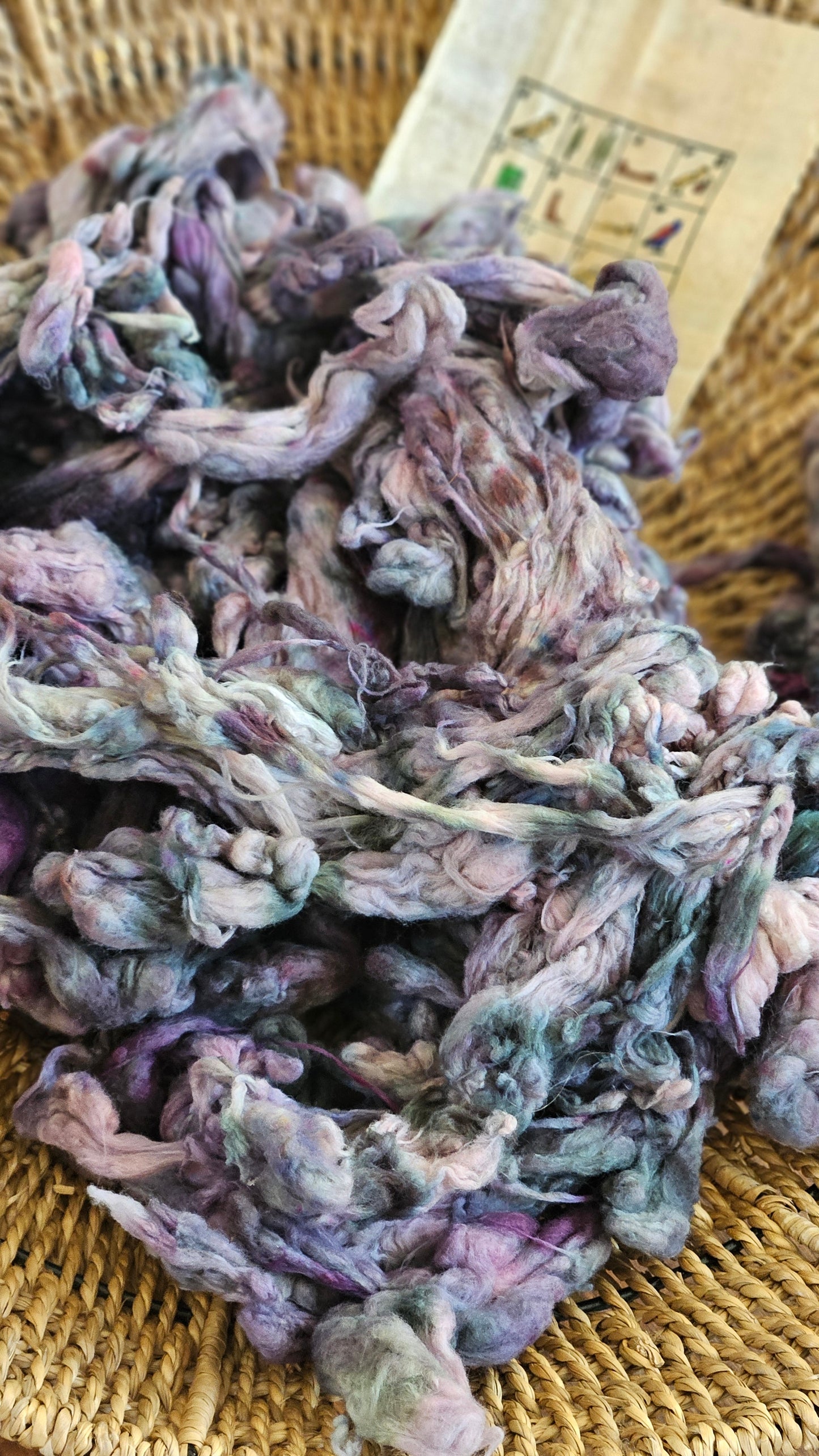 LUXOR Hand-Dyed Organic Extra Fine Cotton Noil for fiber art, texture blending, and papermaking - 1 ounce | 28 grams