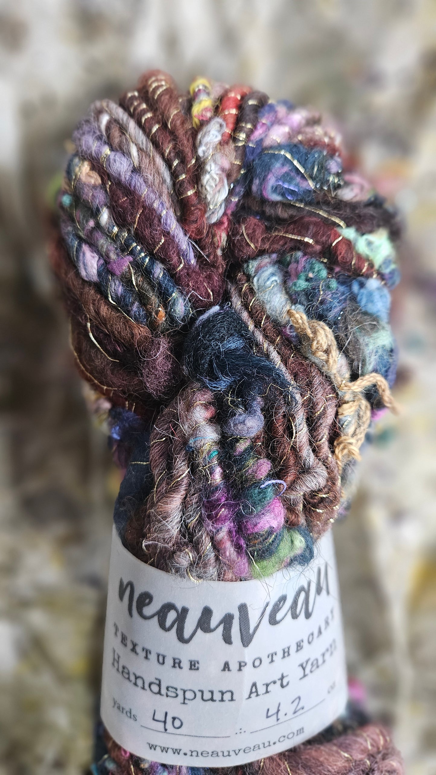 Handspun Bulky Art Yarn - Cinnamon Grove 01