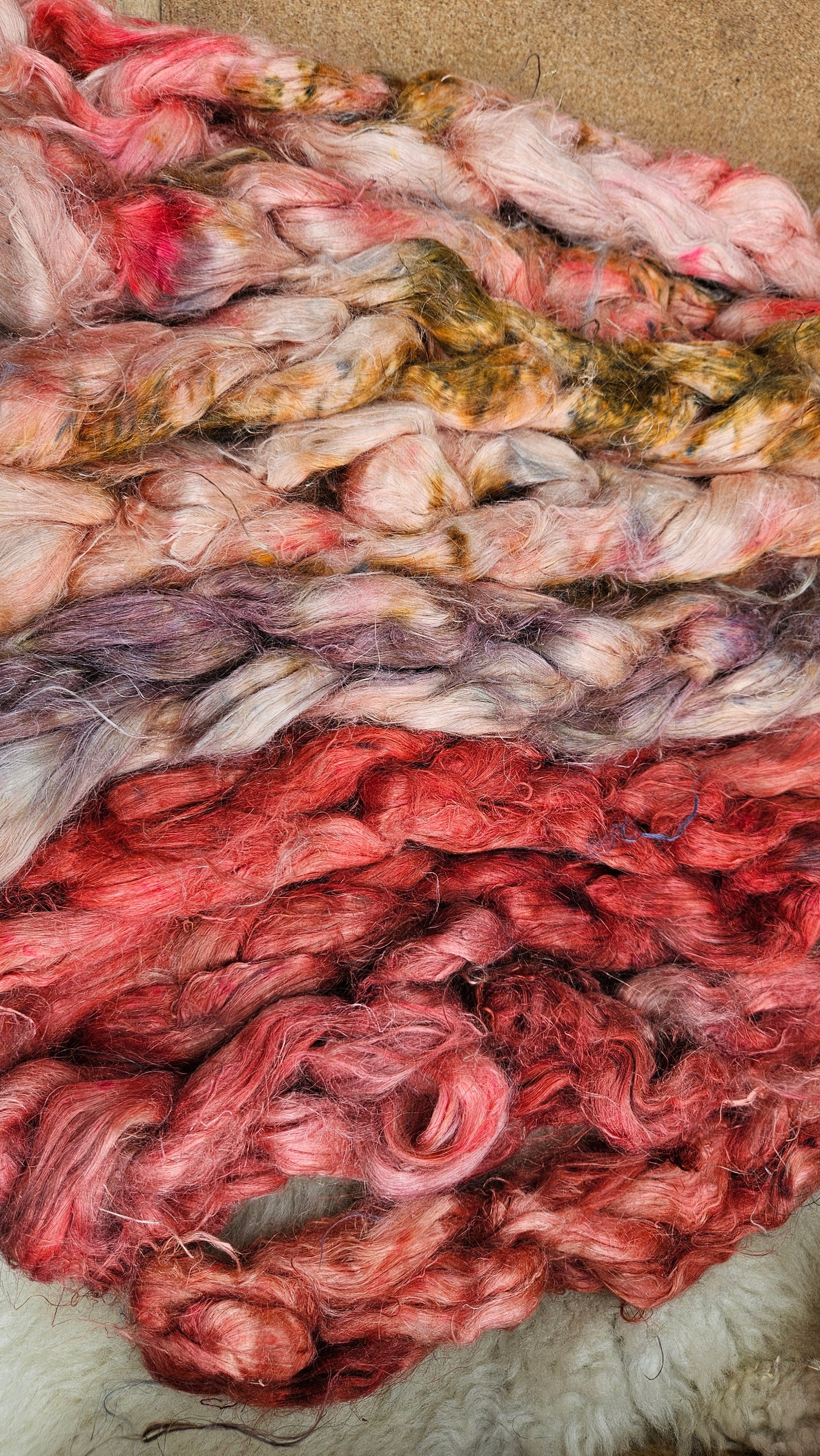 PHOENIX Hand-Dyed Fine Hemp for fiber art, texture blending, and papermaking - 2 ounces | 57 grams