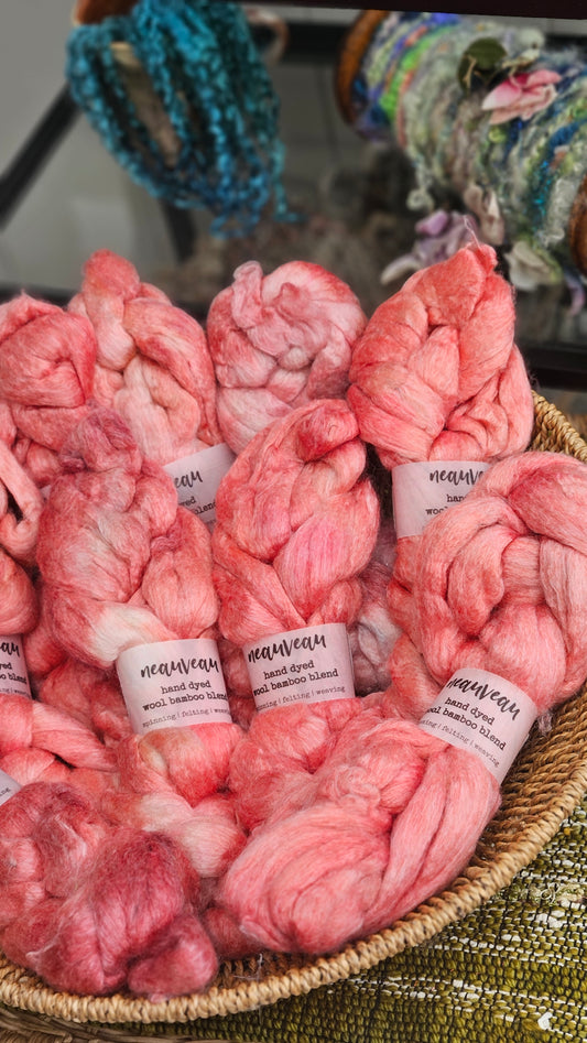 Coral Pearl - wool bamboo roving for felting and blending - 2 ounces | 57 grams