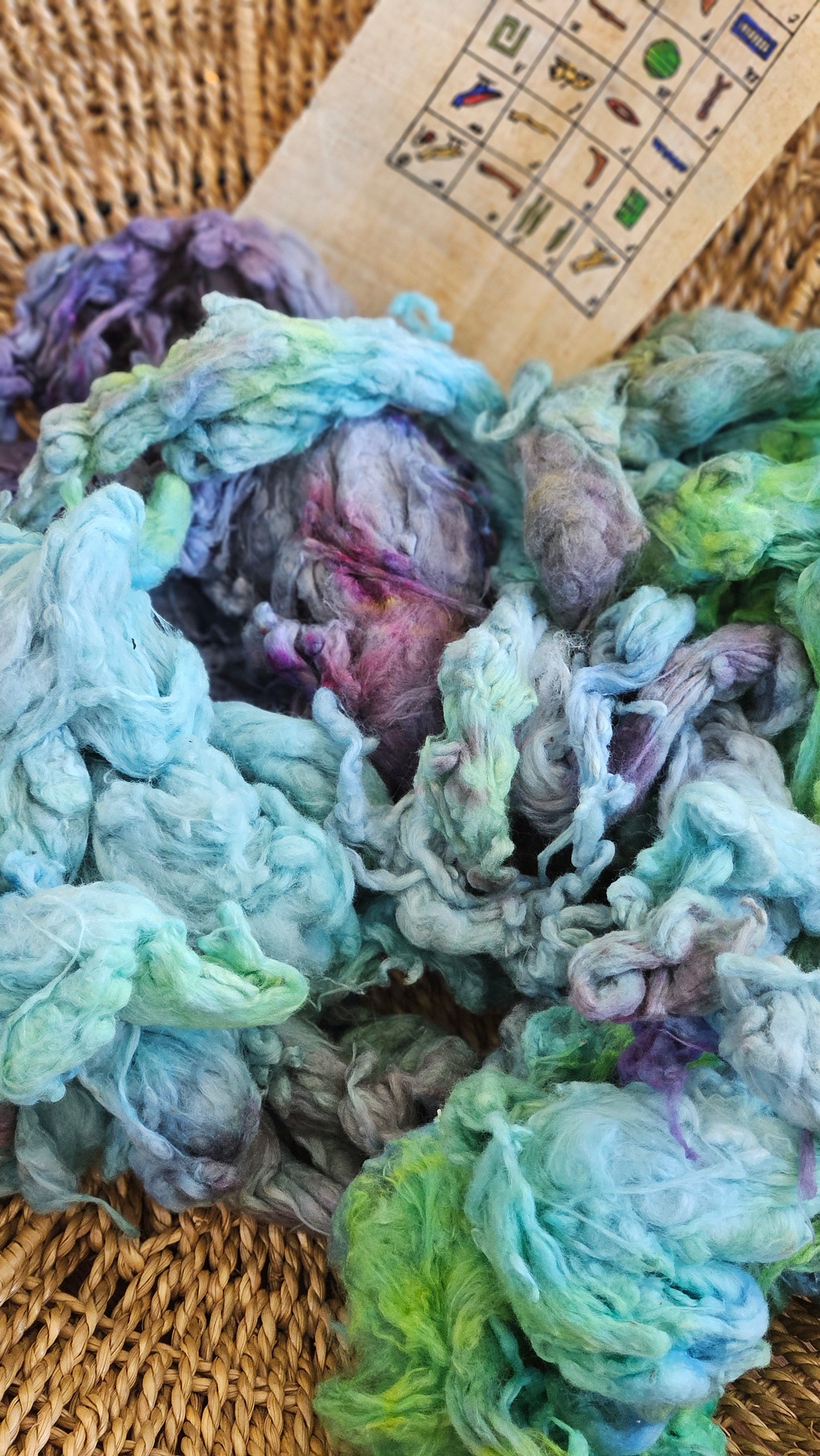 OSIRIS Hand-Dyed Organic Extra Fine Cotton Noil for fiber art, texture blending, and papermaking - 1 ounce | 28 grams