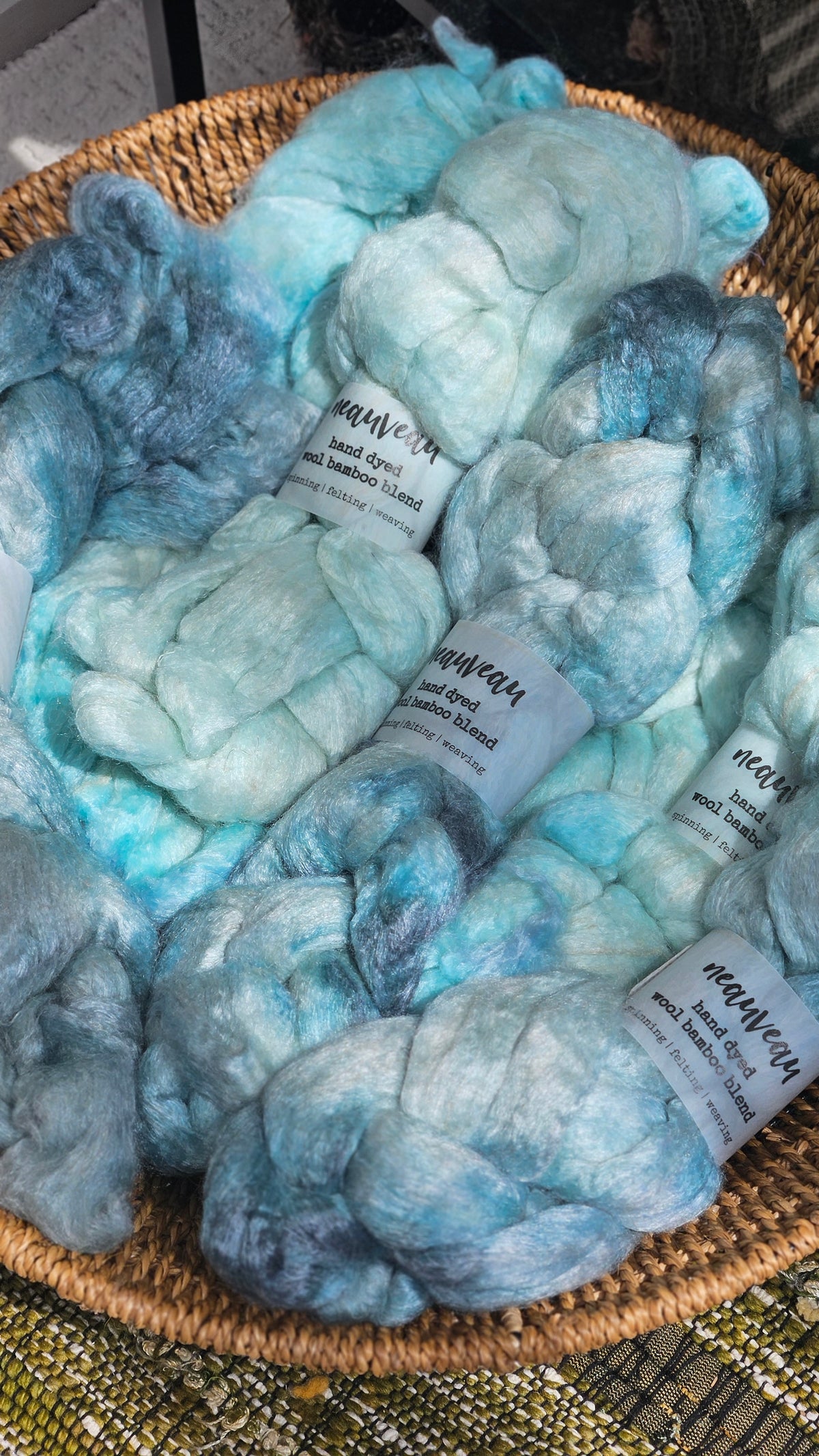 Sky Pearl - wool bamboo roving for felting and blending - 2 ounces | 57 grams