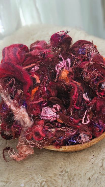 CRANBERRY BOG - fiber texture blend for art yarn spinning & felting - 4 ounces | 114 grams