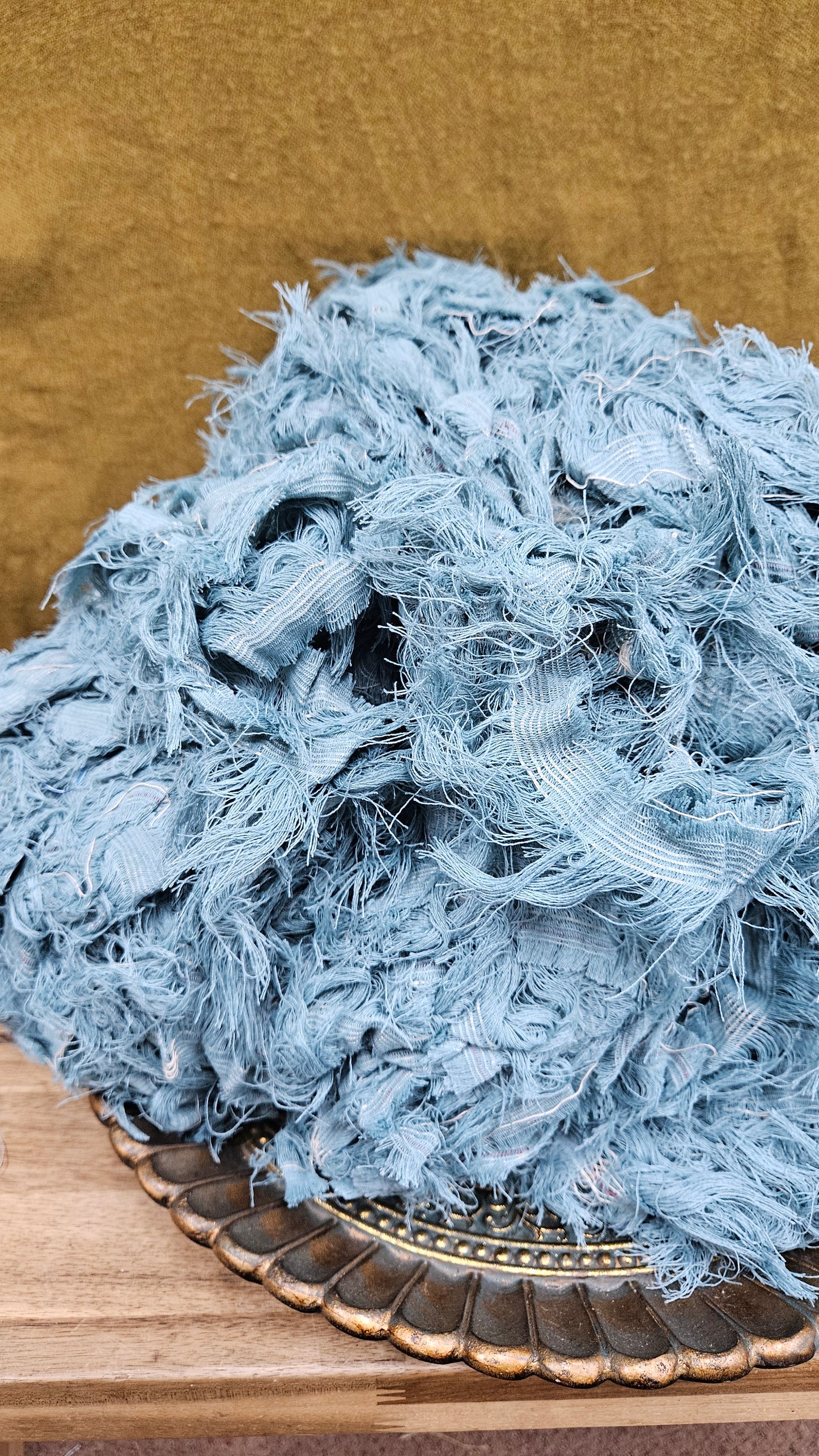 CARIBBEAN SEA - shaggy fringe ribbon for tapestry weaving and fiber art - 4.5 POUNDS