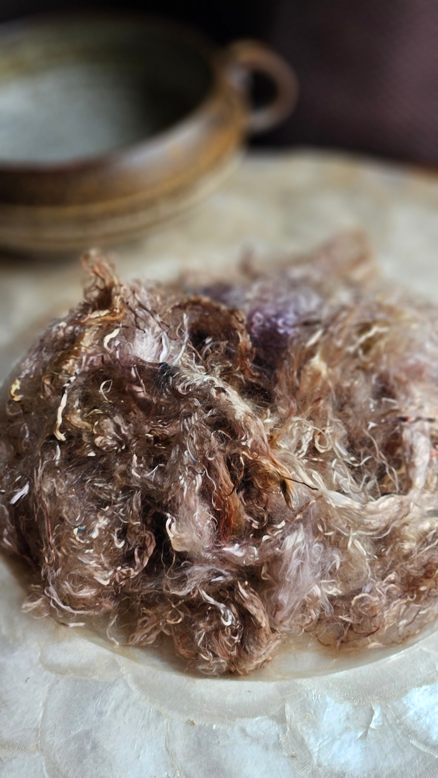 TAAFFEITE- hand-dyed eucalyptus crimp faux-silk for art yarn embellishing, fiber blending, felting, and papermaking - 2 oz | 57 g