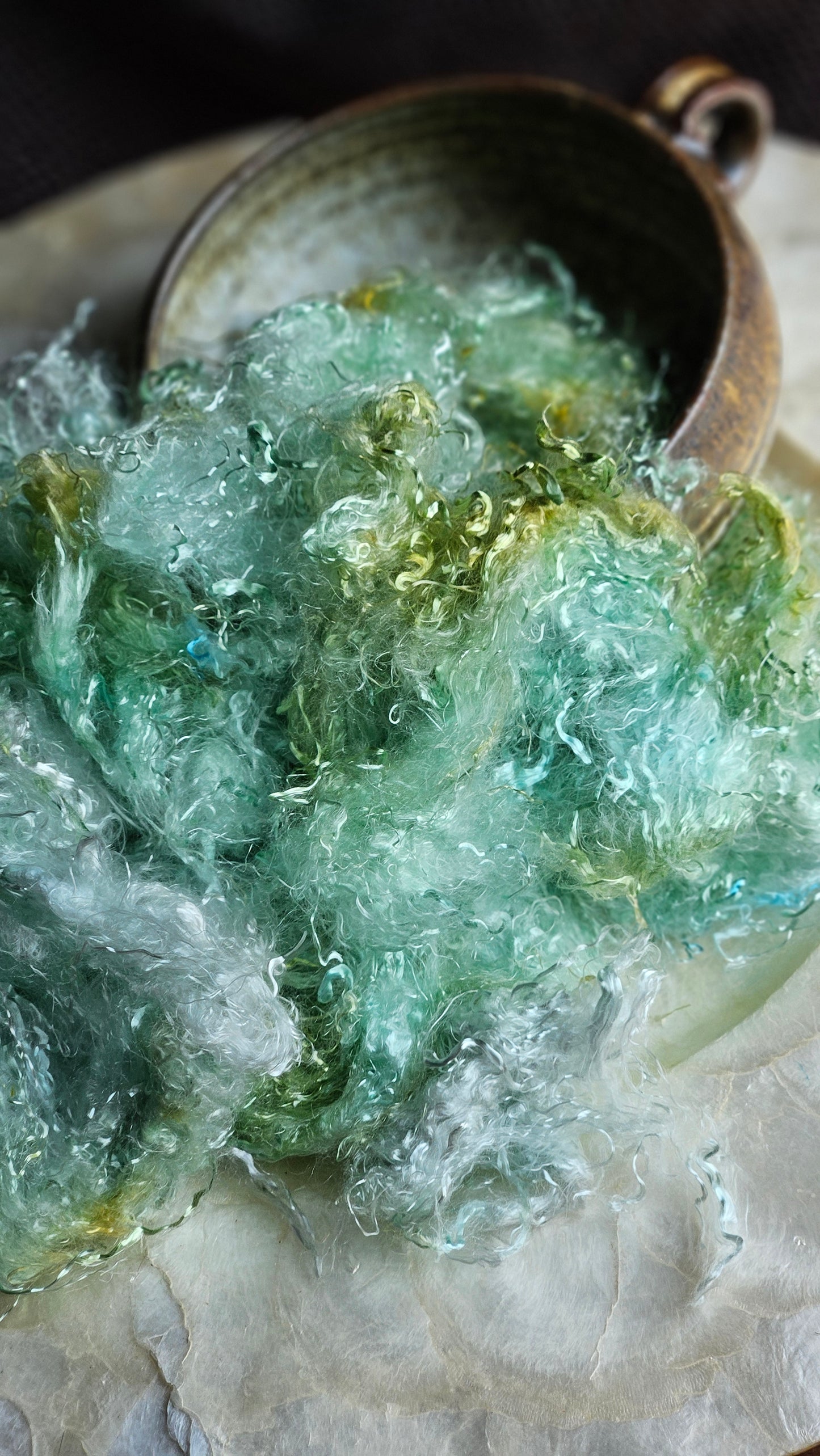 SERAPHINITE - hand-dyed eucalyptus crimp faux-silk for art yarn embellishing, fiber blending, felting, and papermaking - 2 oz | 57 g