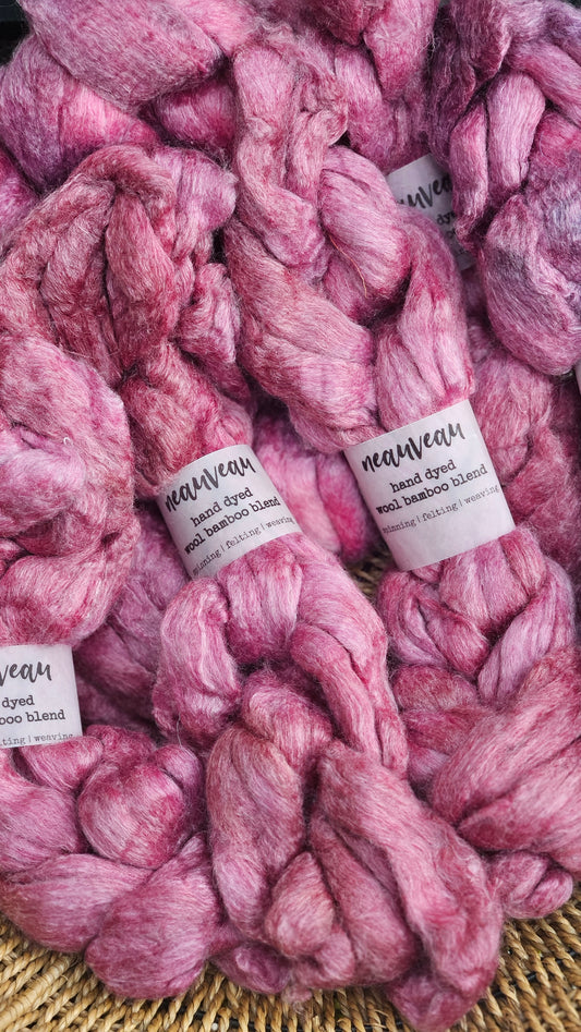 Berry Pearl - wool bamboo roving for felting and blending - 2 ounces | 57 grams