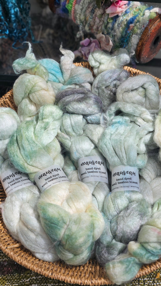 Mint Pearl - wool bamboo roving for felting and blending - 2 ounces | 57 grams