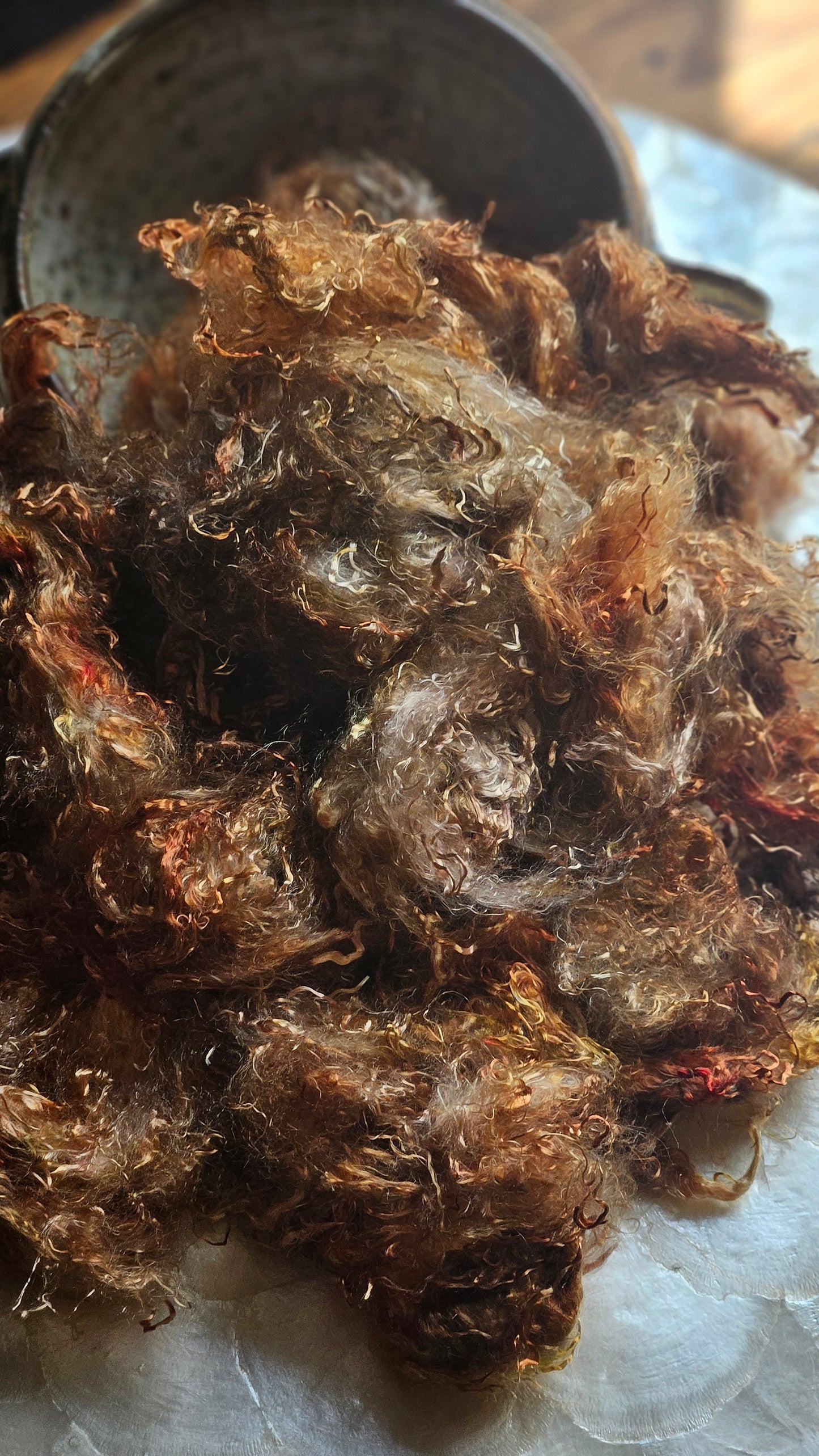 CARNOTITE - hand-dyed eucalyptus crimp faux-silk for art yarn embellishing, fiber blending, felting, and papermaking - 2 oz | 57 g