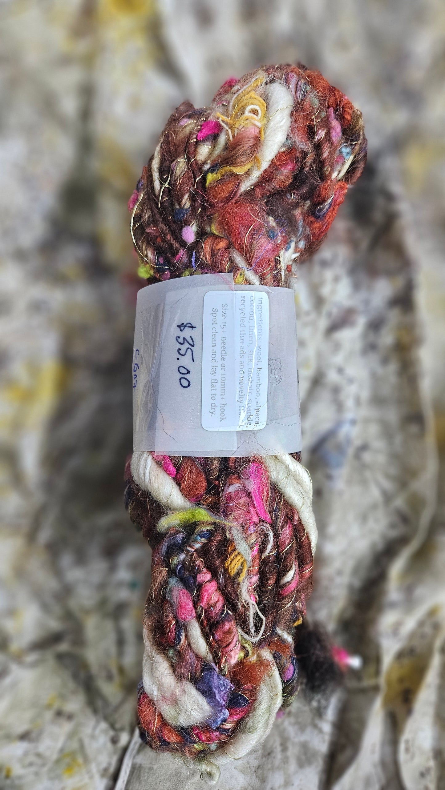 Handspun Bulky Art Yarn - Cinnamon Grove 07