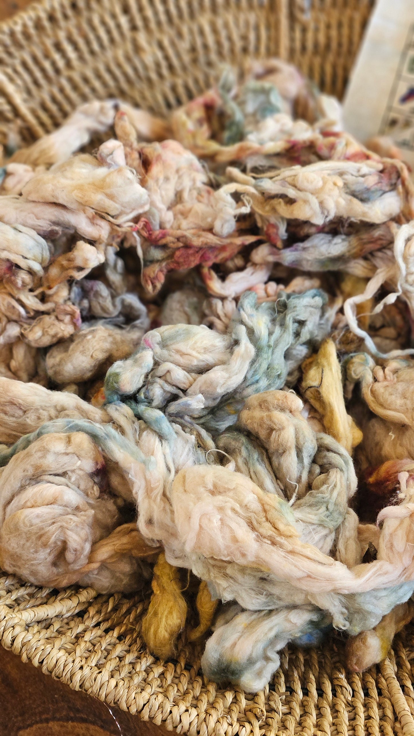 NEFERTARI Hand-Dyed Organic Extra Fine Cotton Noil for fiber art, texture blending, and papermaking - 1 ounce | 28 grams