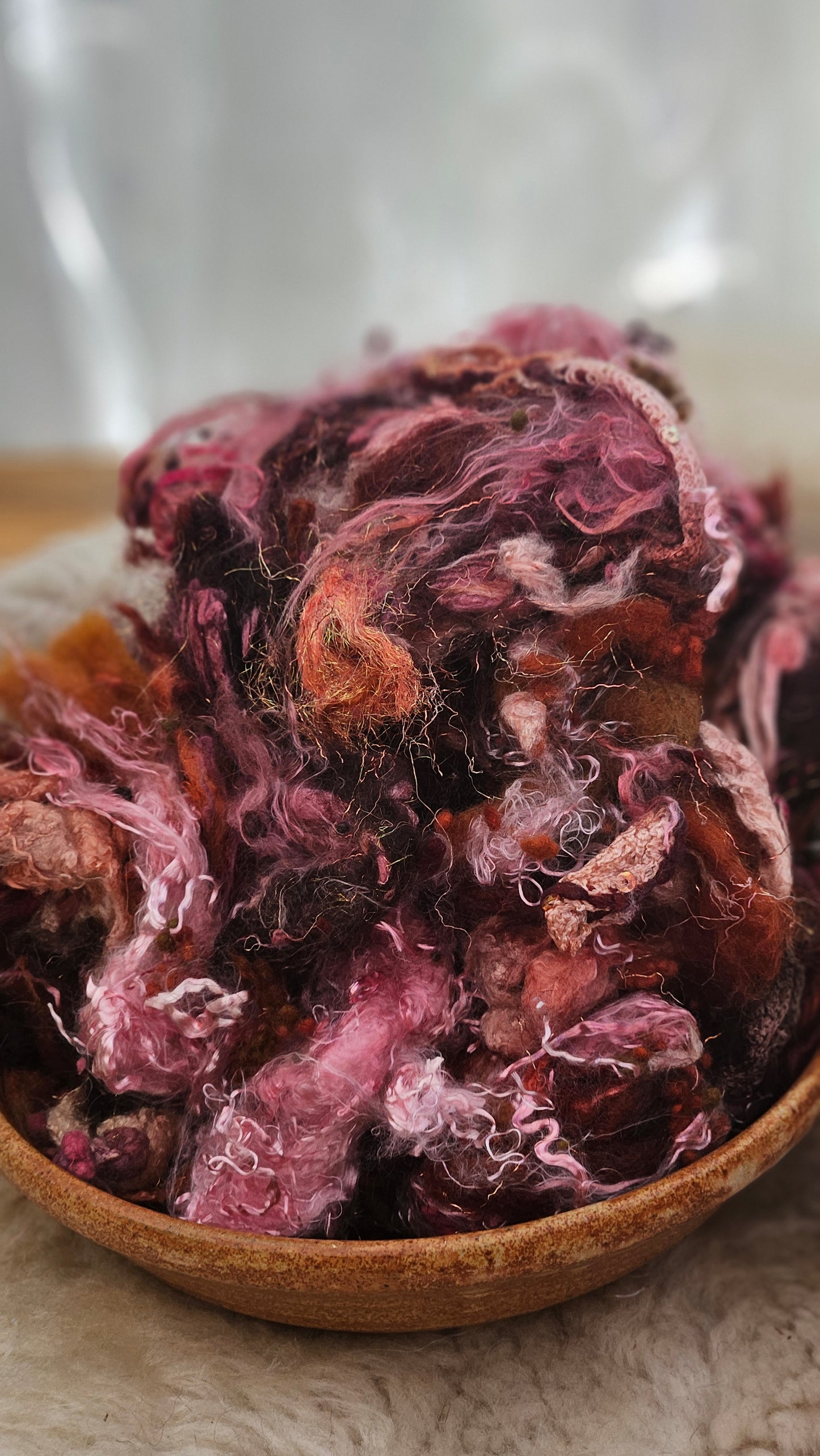 BUDBREAK - Hand-Dyed Alpaca Bamboo Texture Blend for art yarn embellishing, texture blending, felting, mixed media, and fiber art - 4 ounces | 114 grams