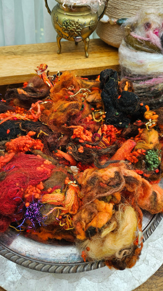 DUNE BLOOM - Hand-Dyed Texture Blend for art yarn embellishing, texture blending, felting, mixed media, and fiber art - 4 ounces | 114 grams