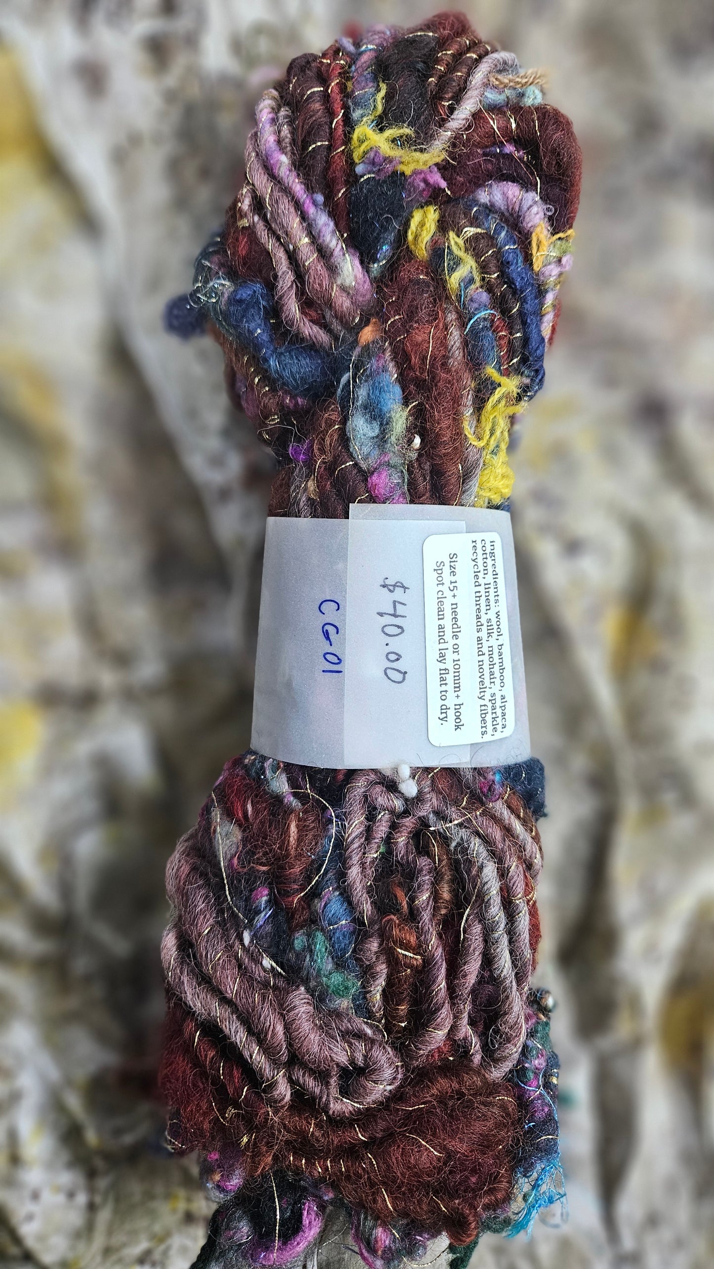 Handspun Bulky Art Yarn - Cinnamon Grove 01