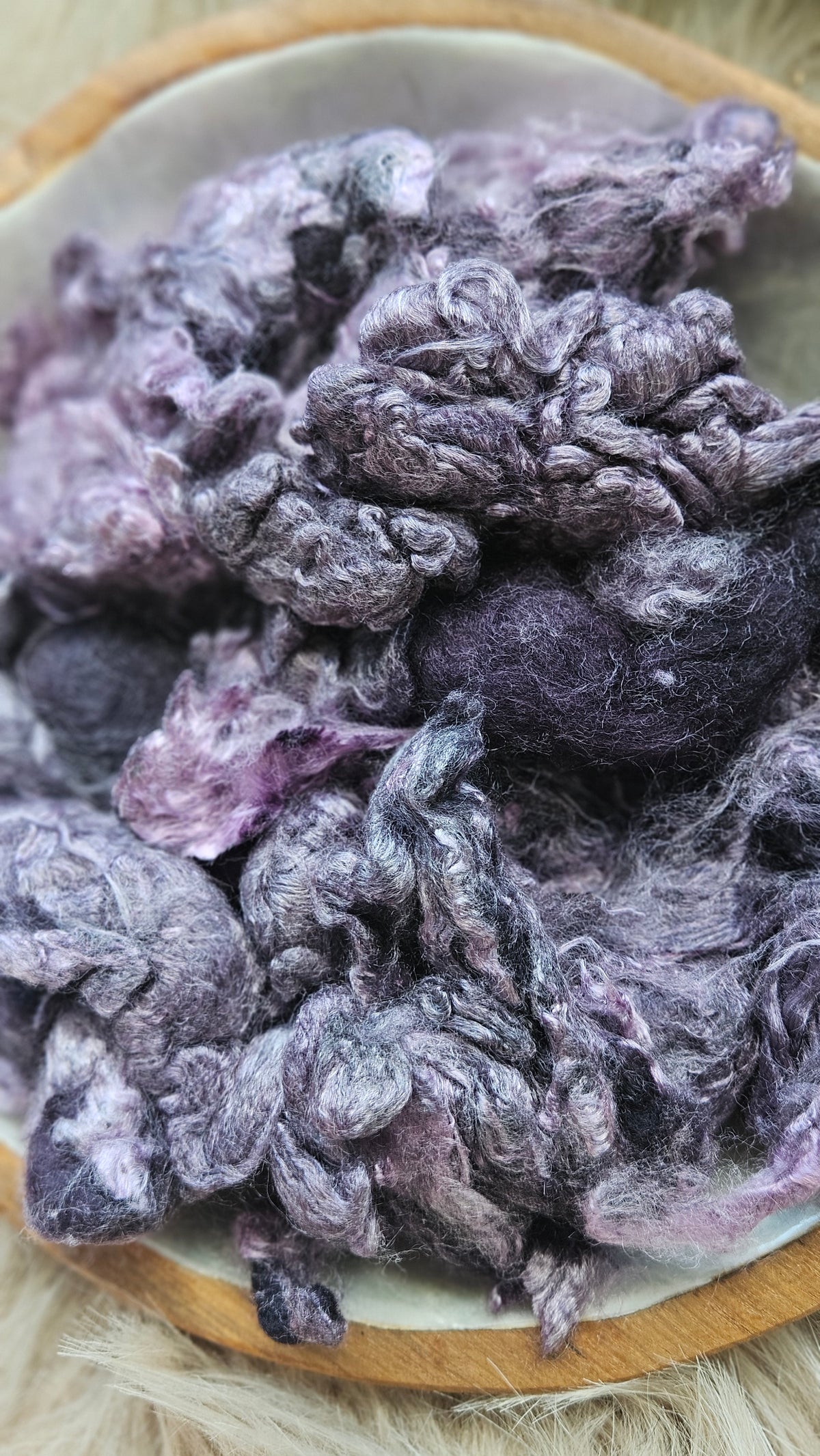 Black Current - hand-dyed fine wool and silky bamboo mill ends - 5 oz |  142 g