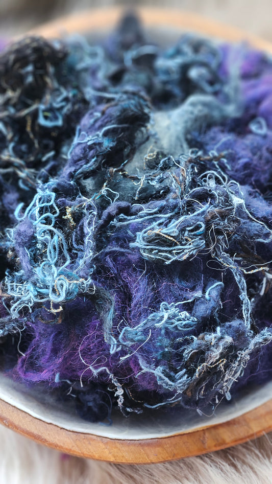 Indigo Honey - hand-dyed wool alpaca bamboo texture blend - 4 ounces | 114 grams