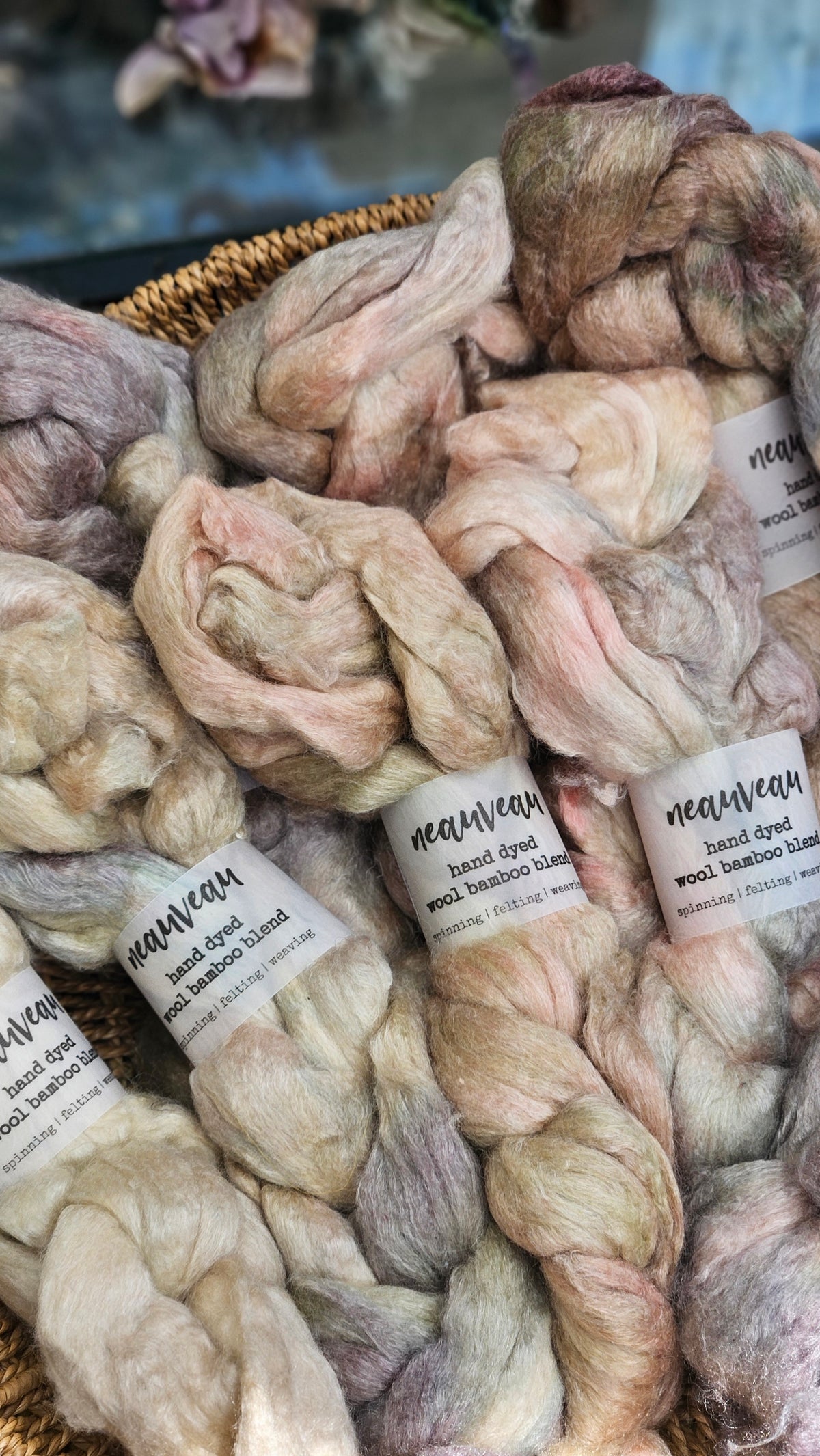 Opal Pearl - wool bamboo roving for felting and blending - 2 ounces | 57 grams