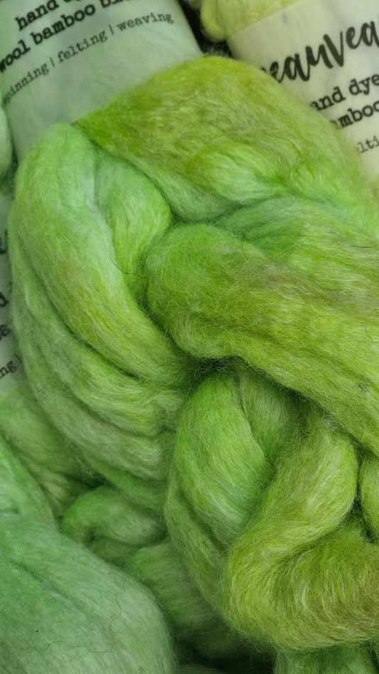 Honeydew Pearl - wool bamboo roving for felting and blending - 2 ounces | 57 grams