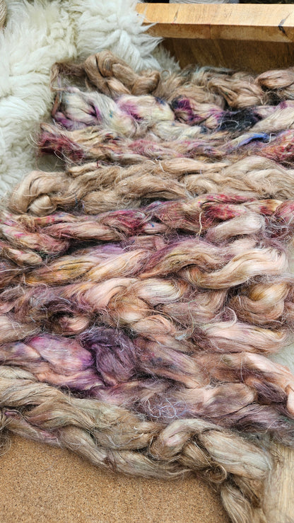 MAID MARIA - rare hand-dyed hemp top for carding into art batts2 ounces | 57 grams