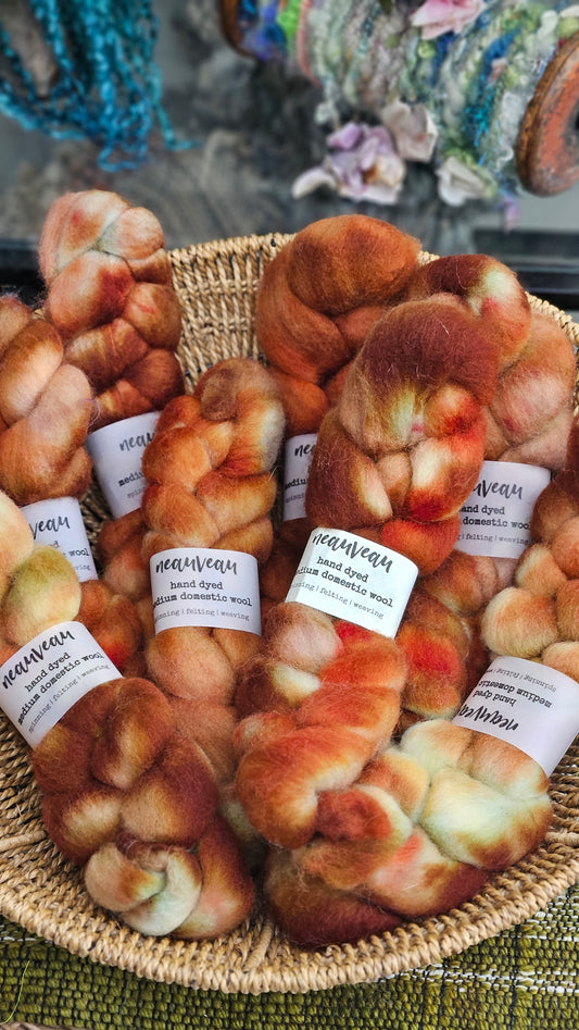Cardinal - hand dyed domestic wool roving for felting and blending - 2 ounces | 57 grams