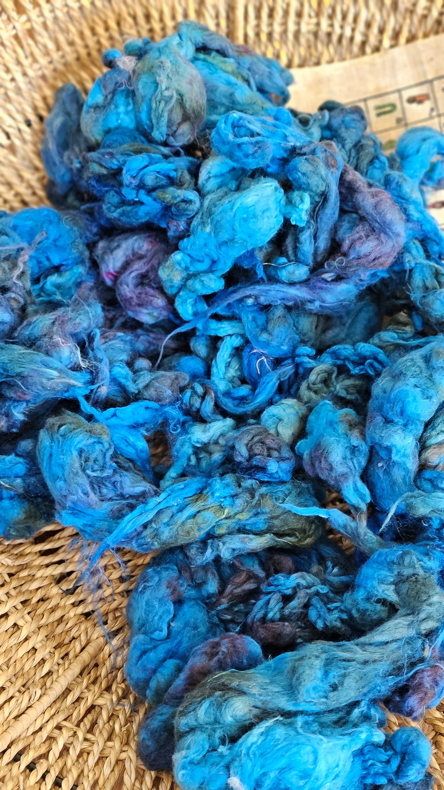 ISIS Hand-Dyed Organic Extra Fine Cotton Noil for fiber art, texture blending, and papermaking - 1 ounce | 28 grams