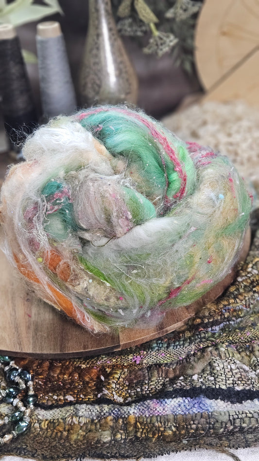 Shaniko Wool Silk Flax Neauveau Art Batt 907 - 4.3 oz