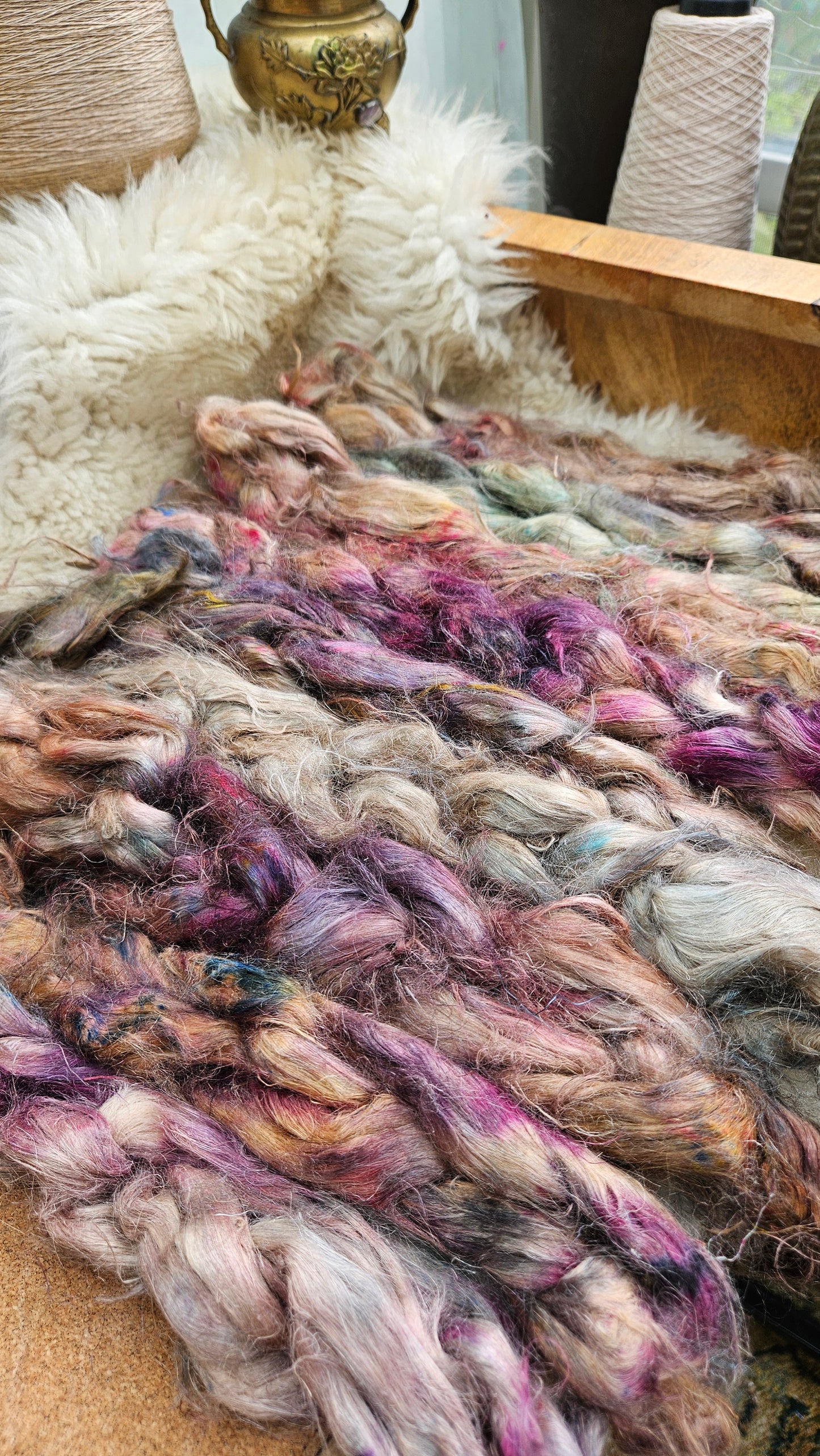 LIONHEART Hand-Dyed Fine Hemp for fiber art, texture blending, and papermaking - 2 ounces | 57 grams